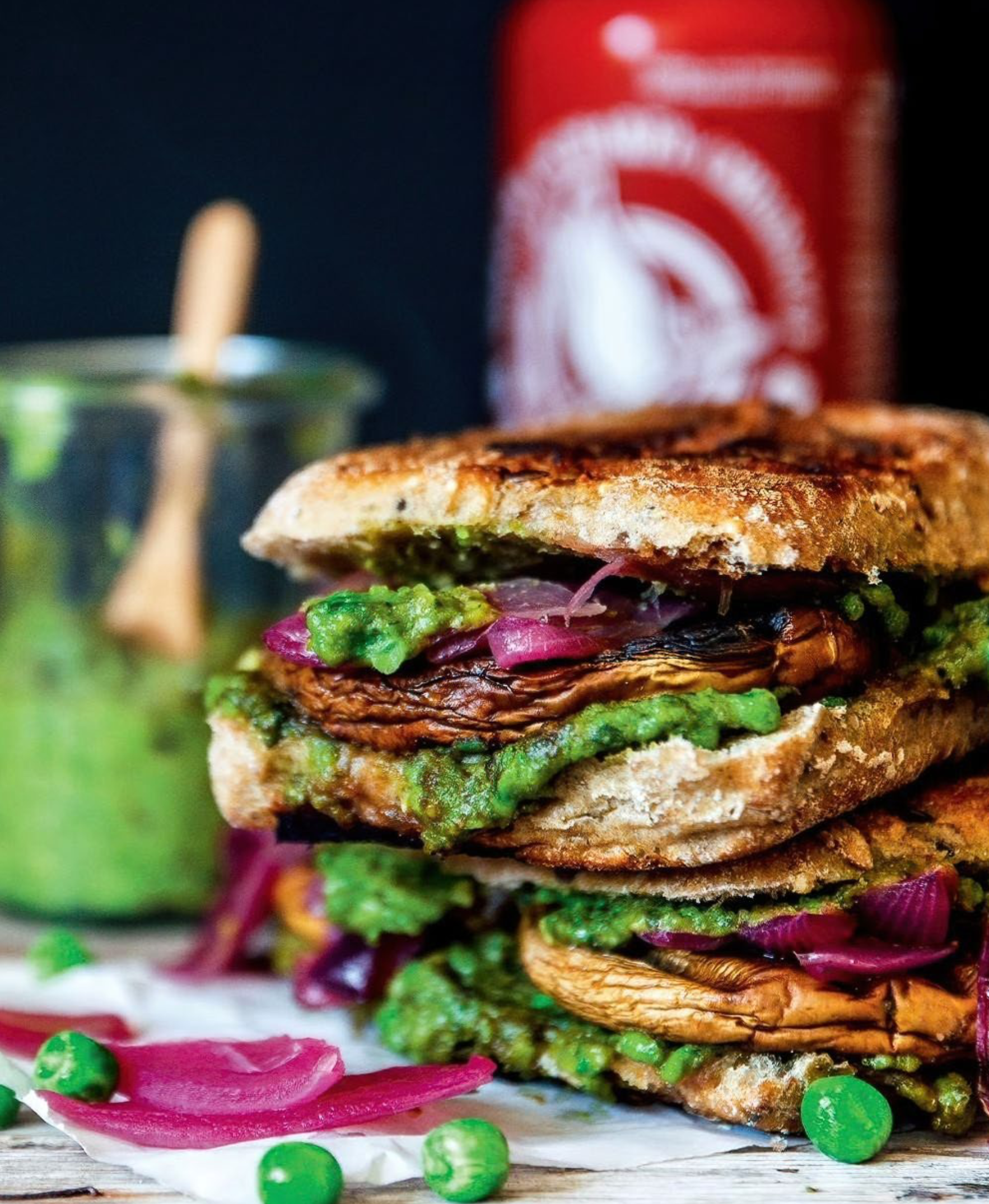 PORTOBELLO MUSHROOM PANINI WITH HERB PESTO