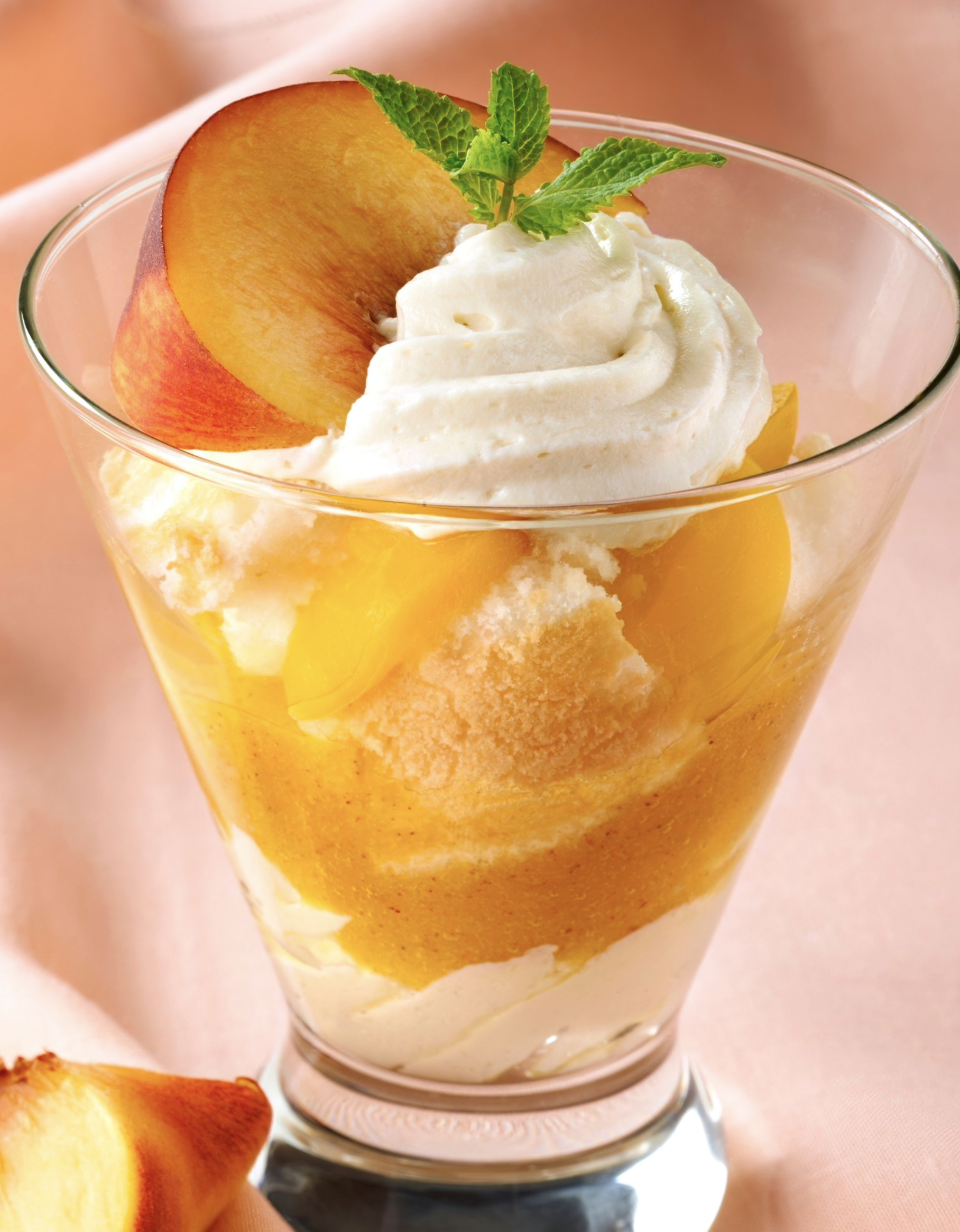 ROASTED PEACH PARFAIT WITH CRUMBLE AND WHISKY BUTTERCREAM