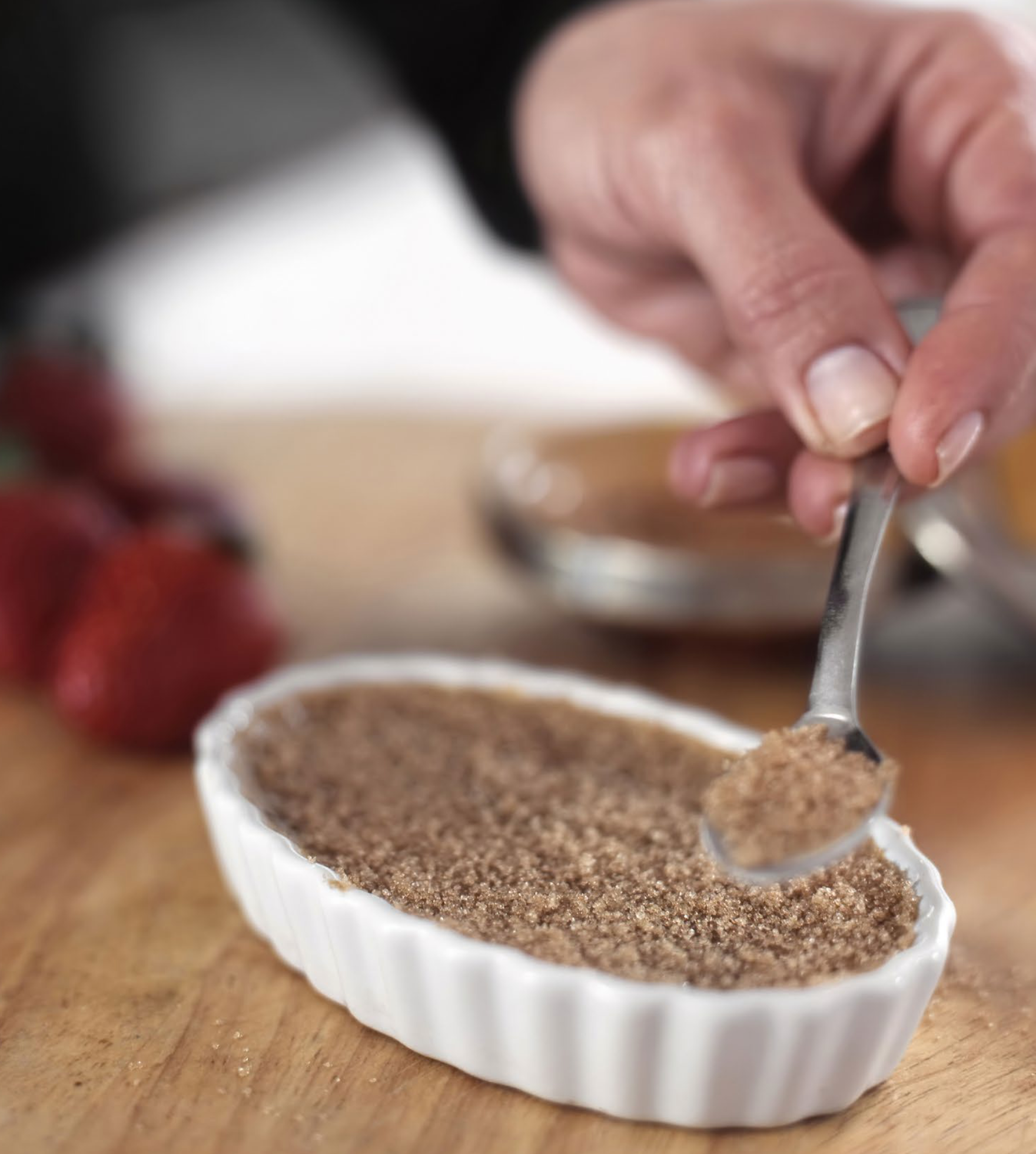 MEXICAN CHOCOLATE CRÈME BRÛLÉE WITH CANDIED MANGO