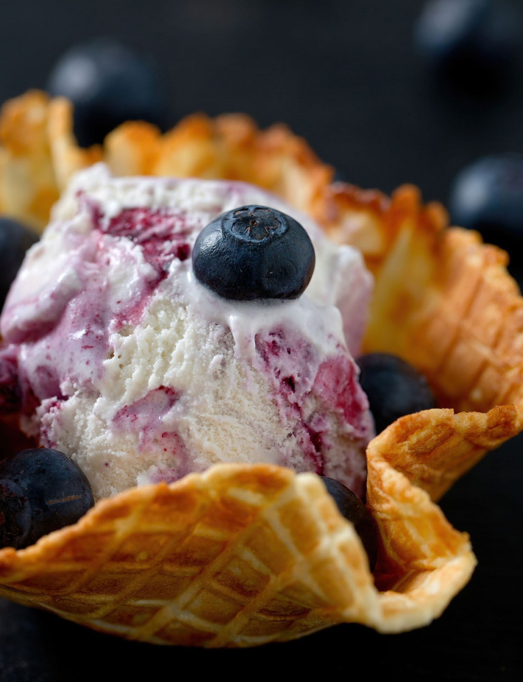 BLUEBERRY ICE CREAM WITH WHITE CHOCOLATE-CARDAMOM SAUCE