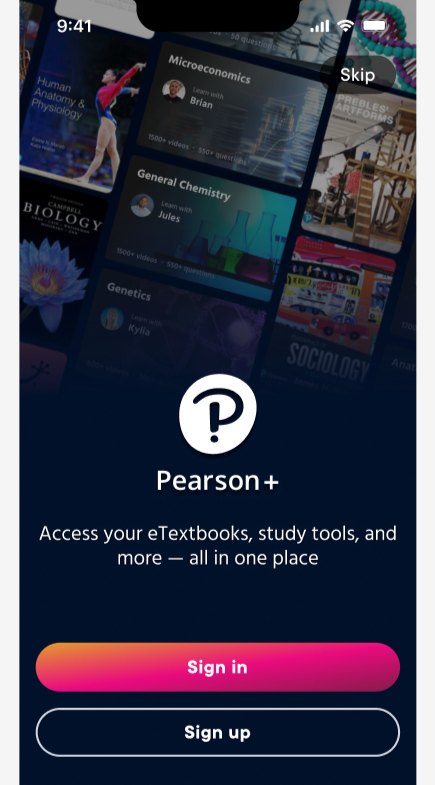 Mobile P+ login screen