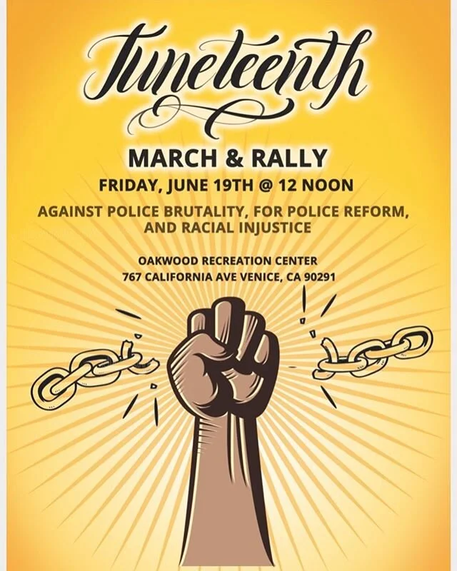 There is a march in honor of Juneteenth in Venice tomorrow at noon. ✊🏿✊🏻✊🏼✊✊🏾✊🏽 #juneteenth #blacklivesmatter #losangeles