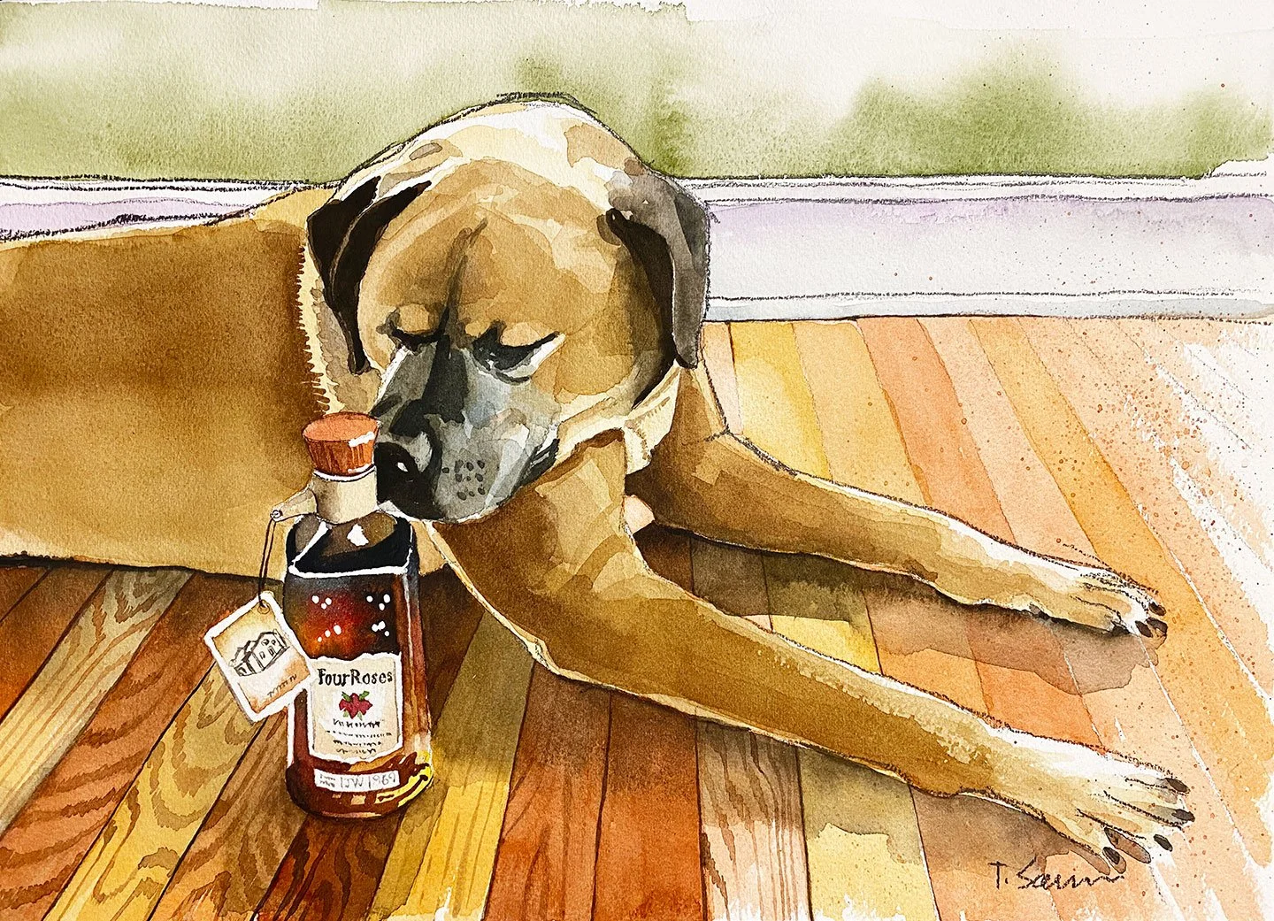Old Dog with Four Roses