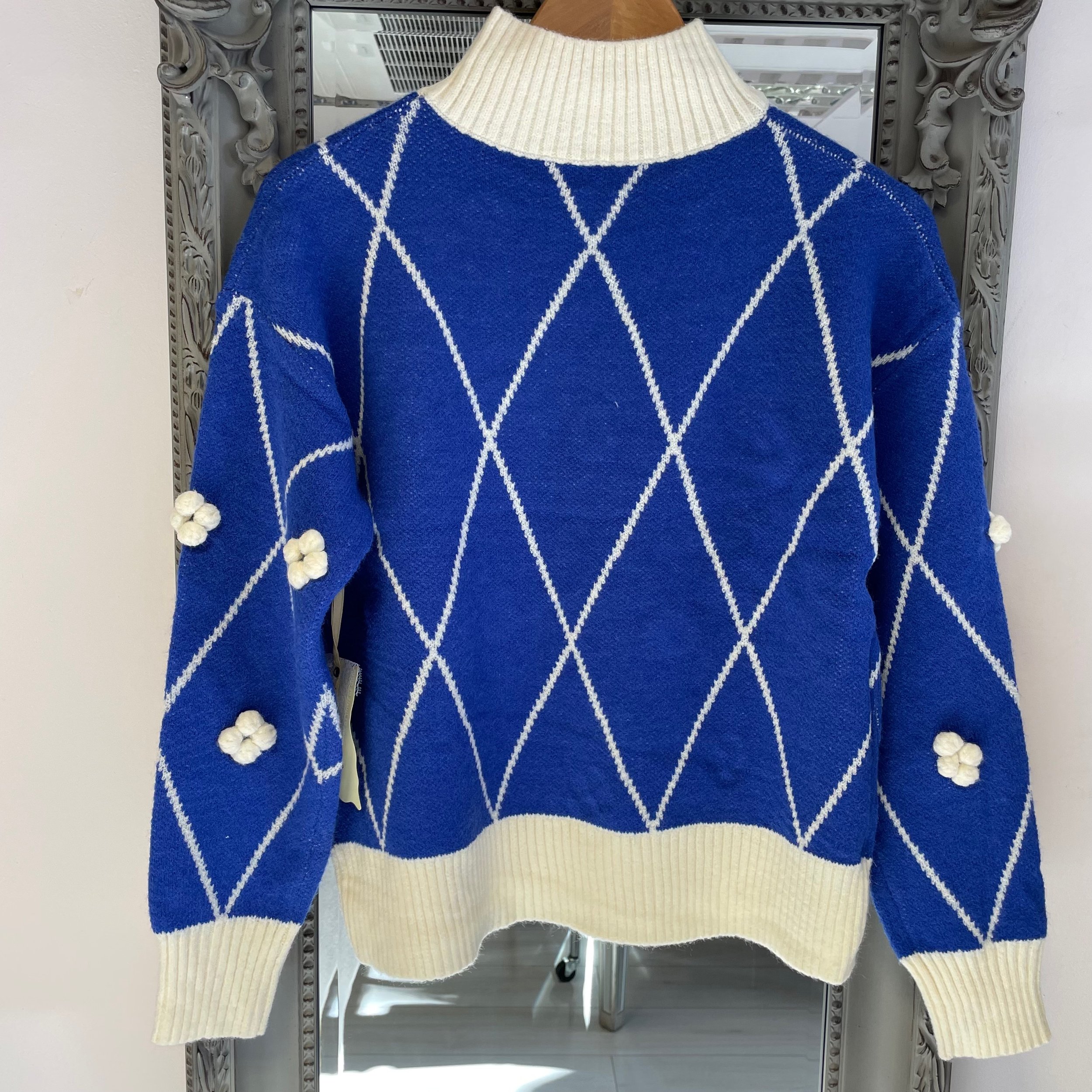 Kerry Blue \u0026 Cream Pom Pom Jumper 