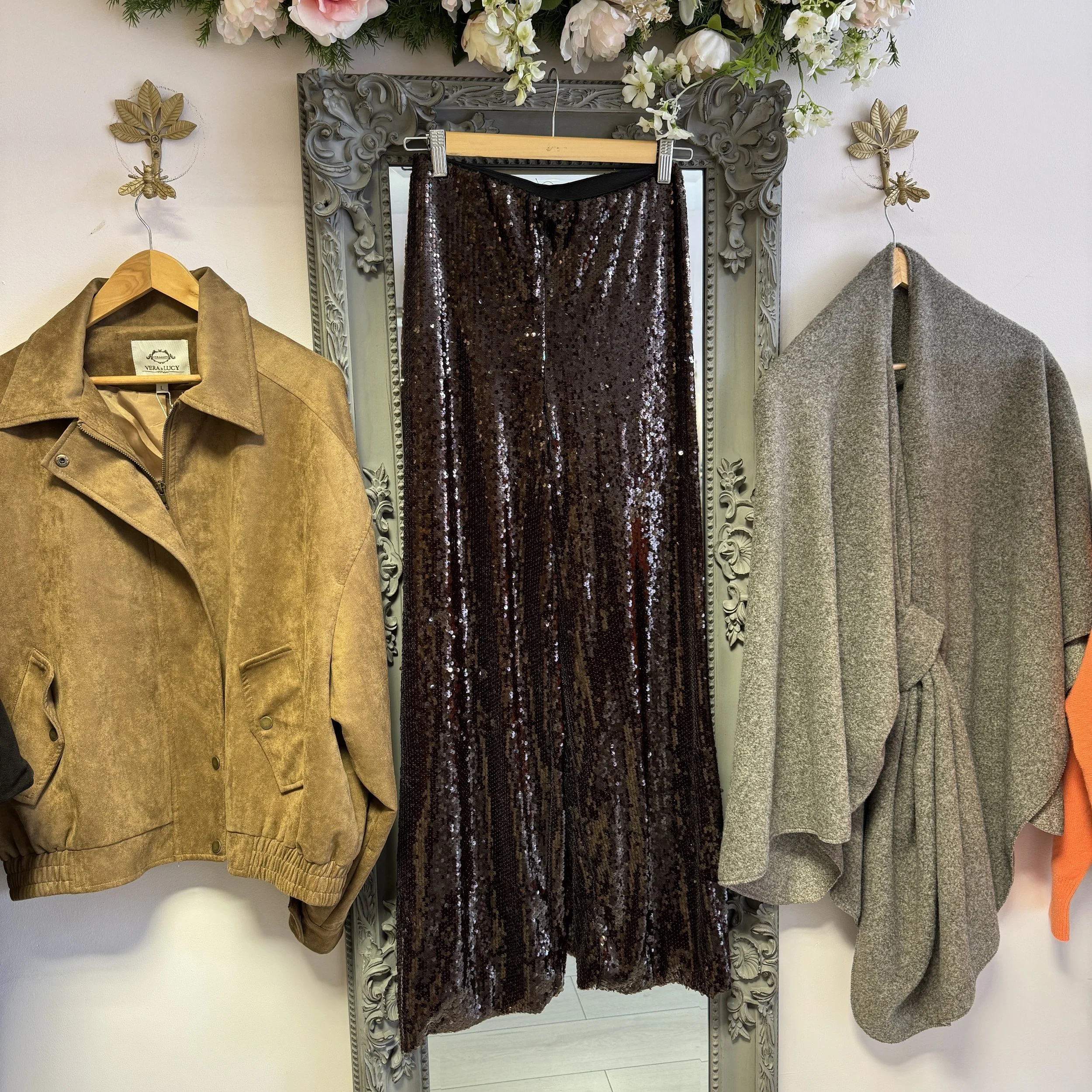 Harriet Chocolate Brown Sequin Trousers