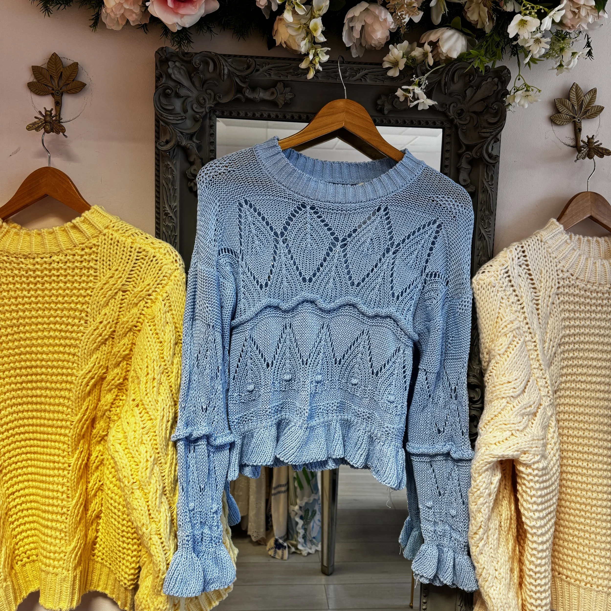 India Blue Crochet Knit Jumper