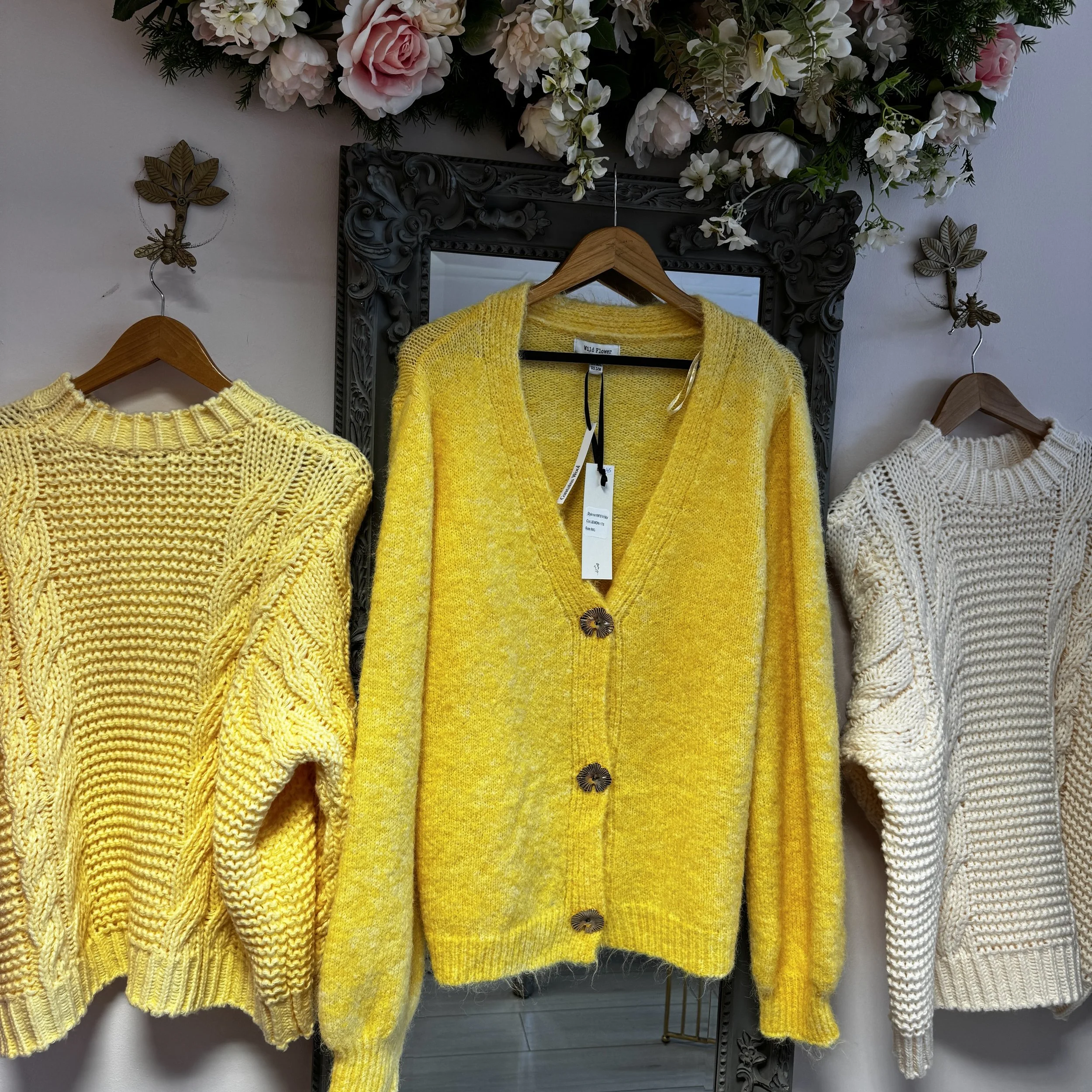 Tara Oversized Chunky Knit Cardigan in Yellow