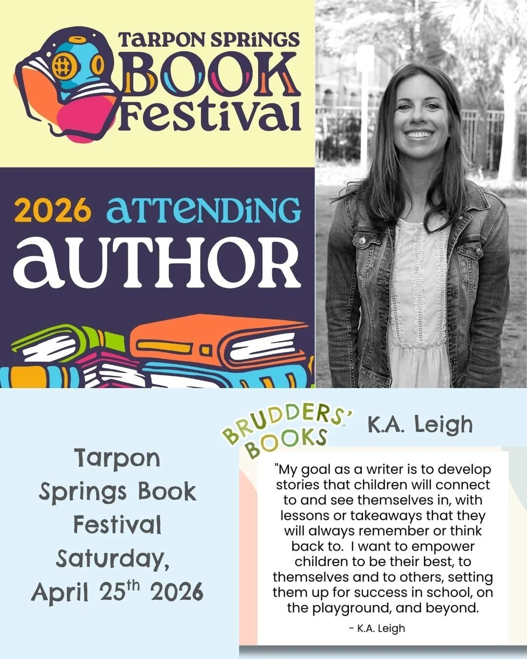 So excited to be part of the @tarponspringsbookfestival this year!  If you're in the #tampabay area, definitely come check it out - there are some really cool authors doing talks this year!  Get all the info at: www.tarponspringsbookfestival.com