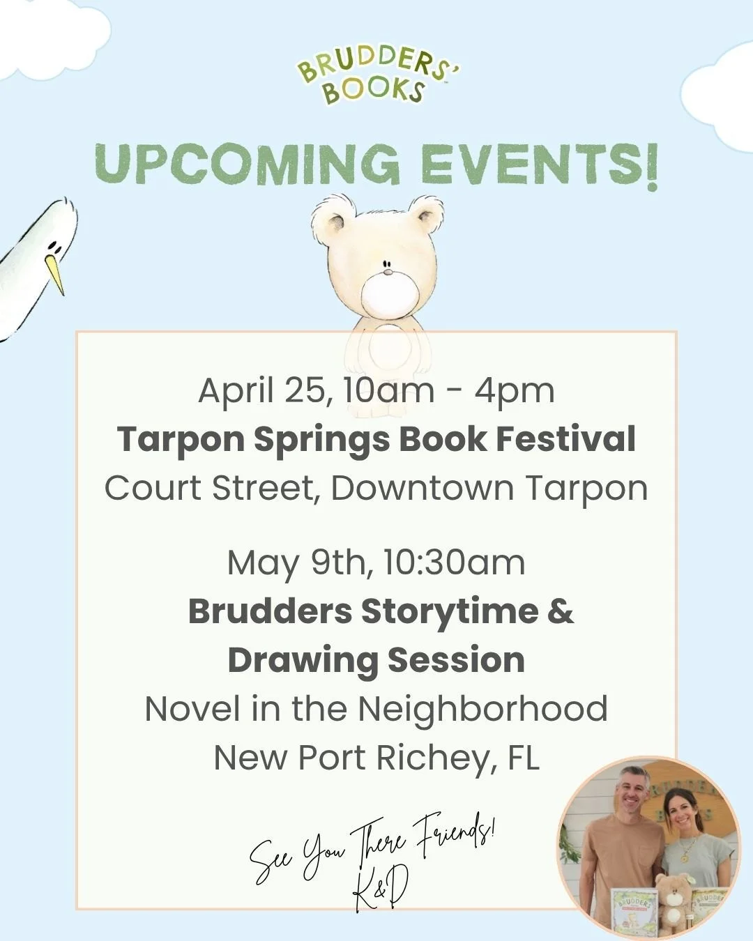 4/25 This weekend! - Tarpon Springs Book Festival is back and we're excited to be part of it this year!  Lots of authors, speaking sessions, workshops, and some big big names you might recognize!  Go check out their schedule and all the deets at @tar