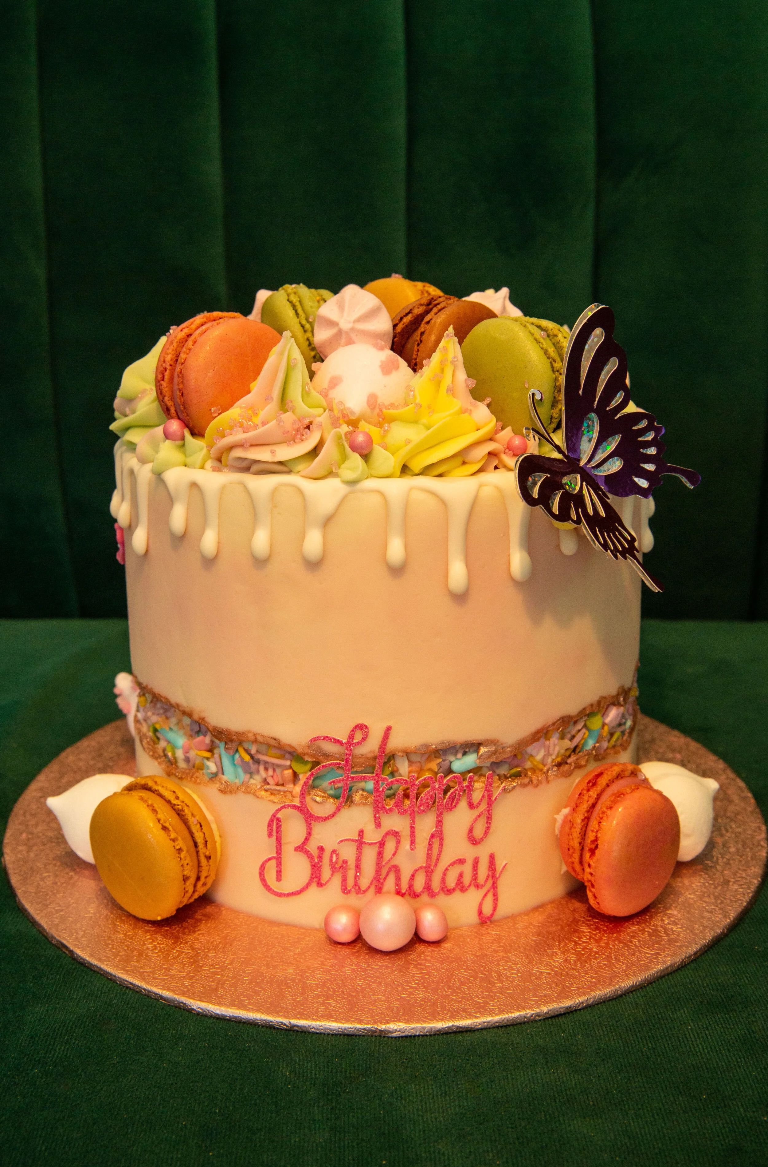 Macaron Drip Fault Line Birthday Cake