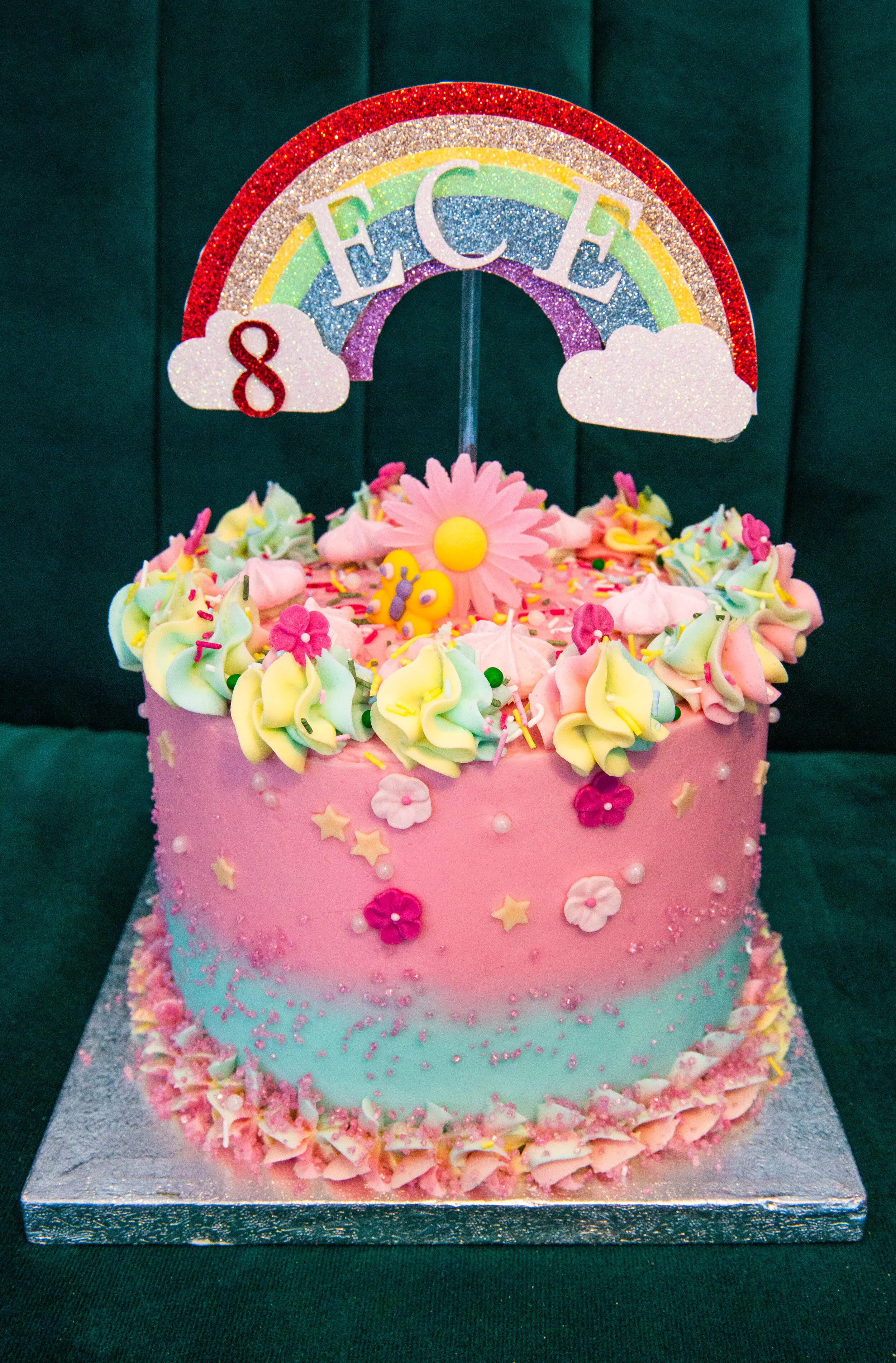 Rainbow Themed Birthday Cake