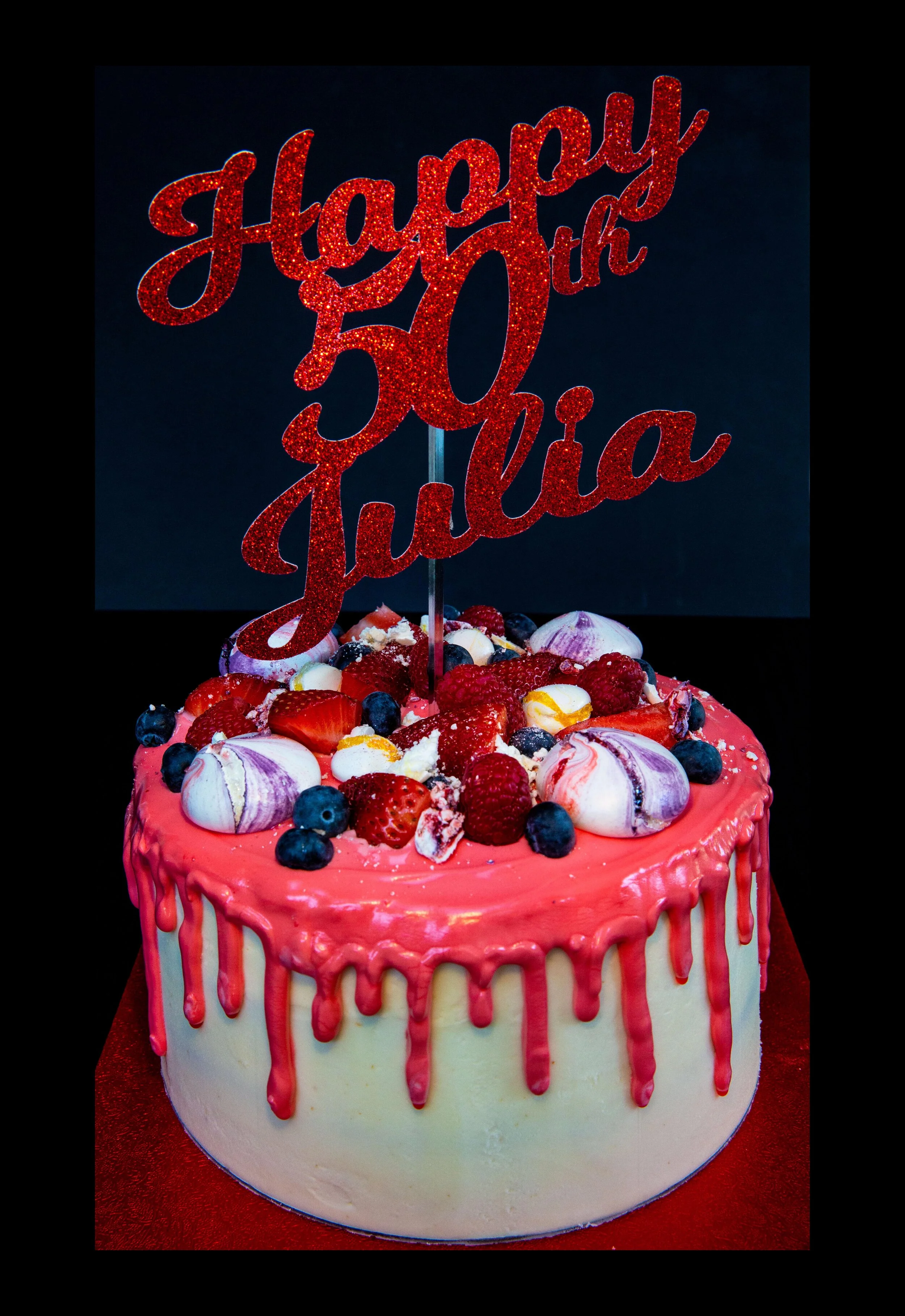 Eton Mess 50th Drip Birthday Cake