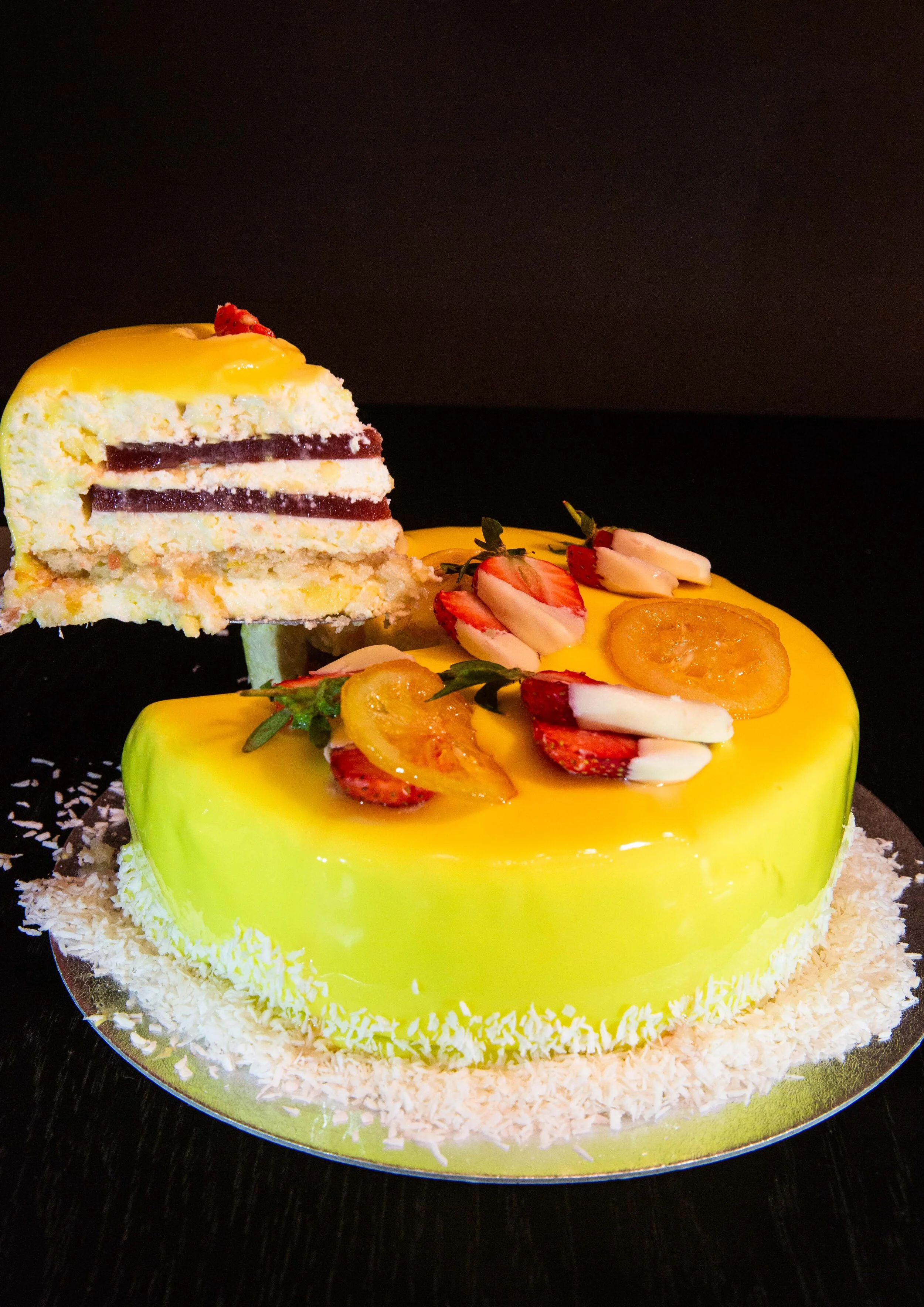 Lemon Mirror Glaze Cake
