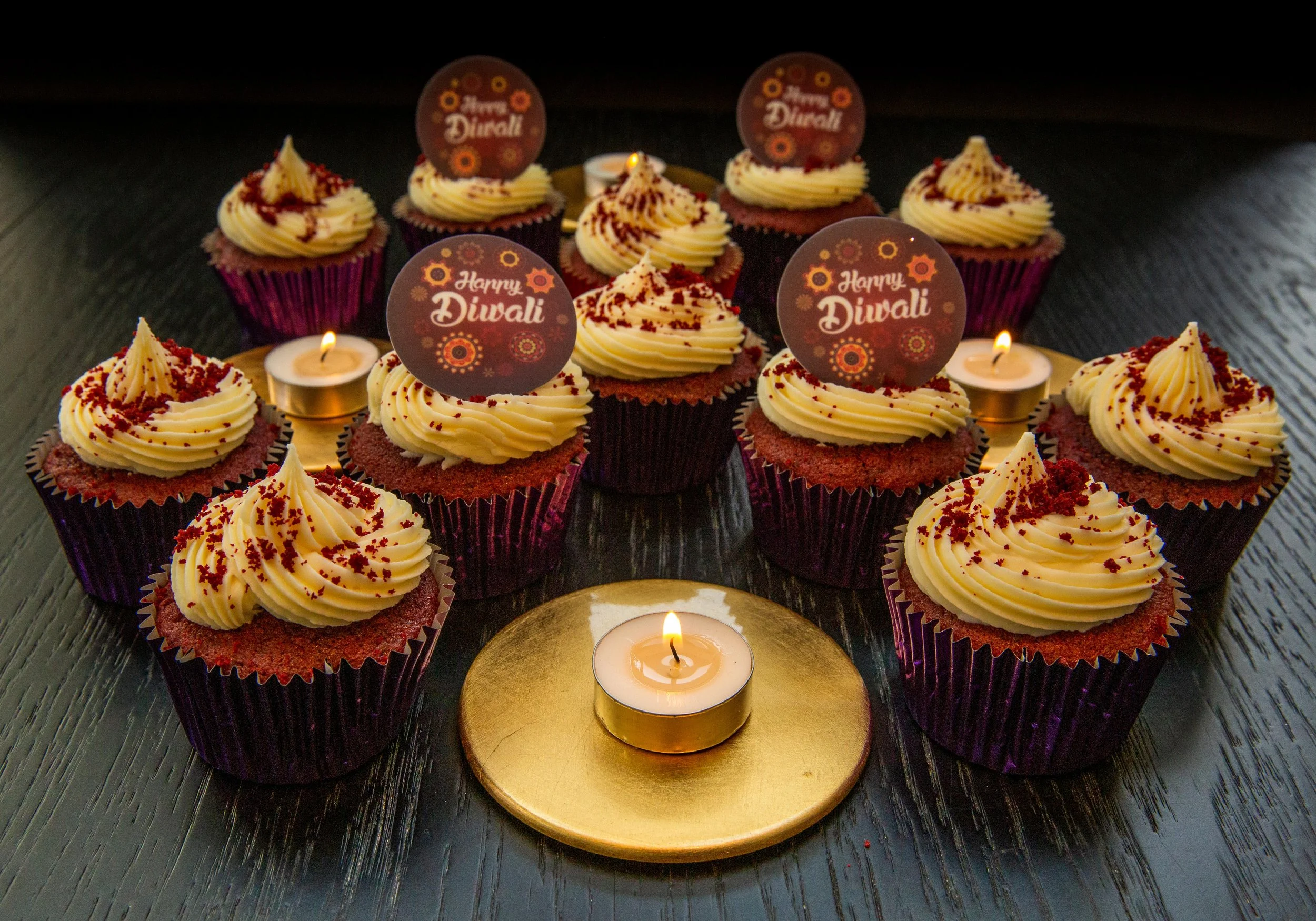 Diwali Red Velvet Cupcakes