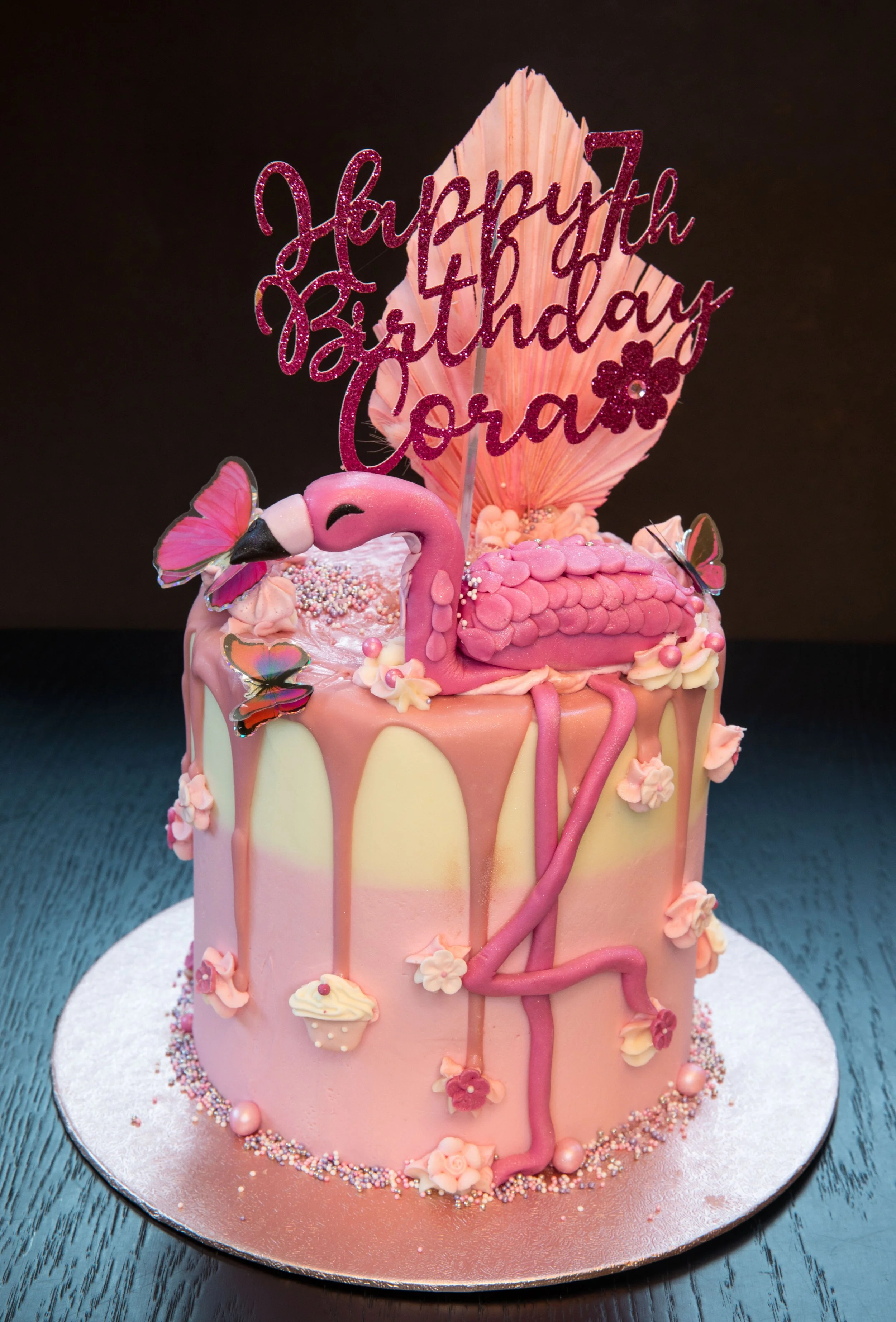 Flamingo Themed Birthday Cake