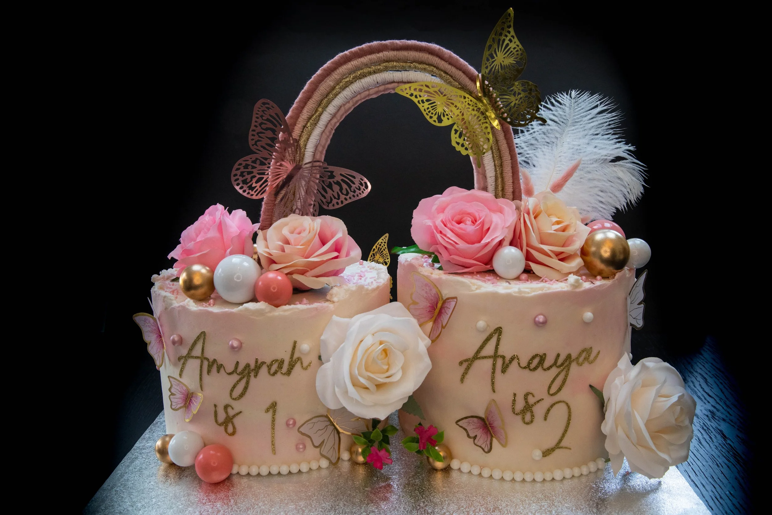 Rainbow Twin Birthday Cake