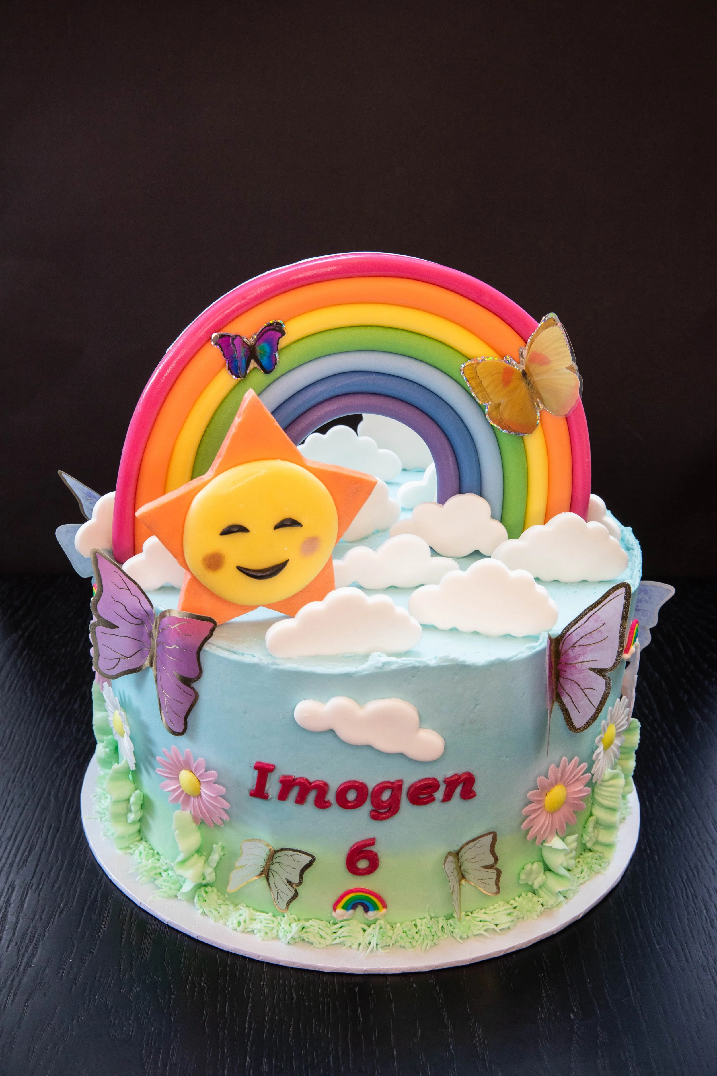 Rainbow & Sun Themed Birthday Cake