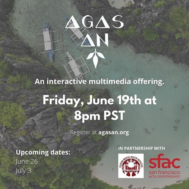 We are down to our last couple of open spots for our first 
offering tomorrow, FRIDAY 8pm. ⠀⠀
☞︎ Register now online at 
AGASAN.ORG ☜︎
(link in our bio)

AGASAN is for those willing to explore creative pathways of self care: artists, workers, youth, 