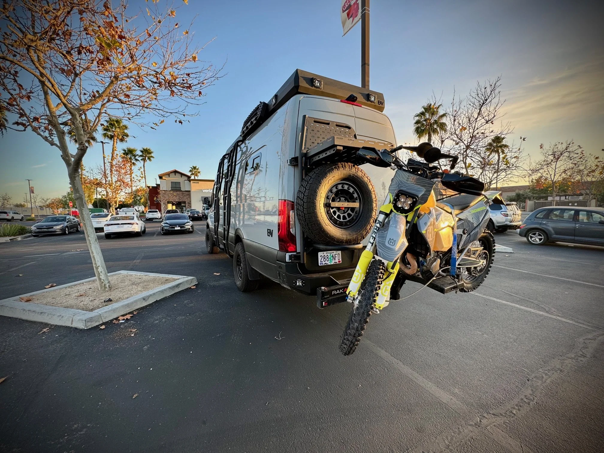 EAV Wolf Adventure Van Hauling a dirt bike
