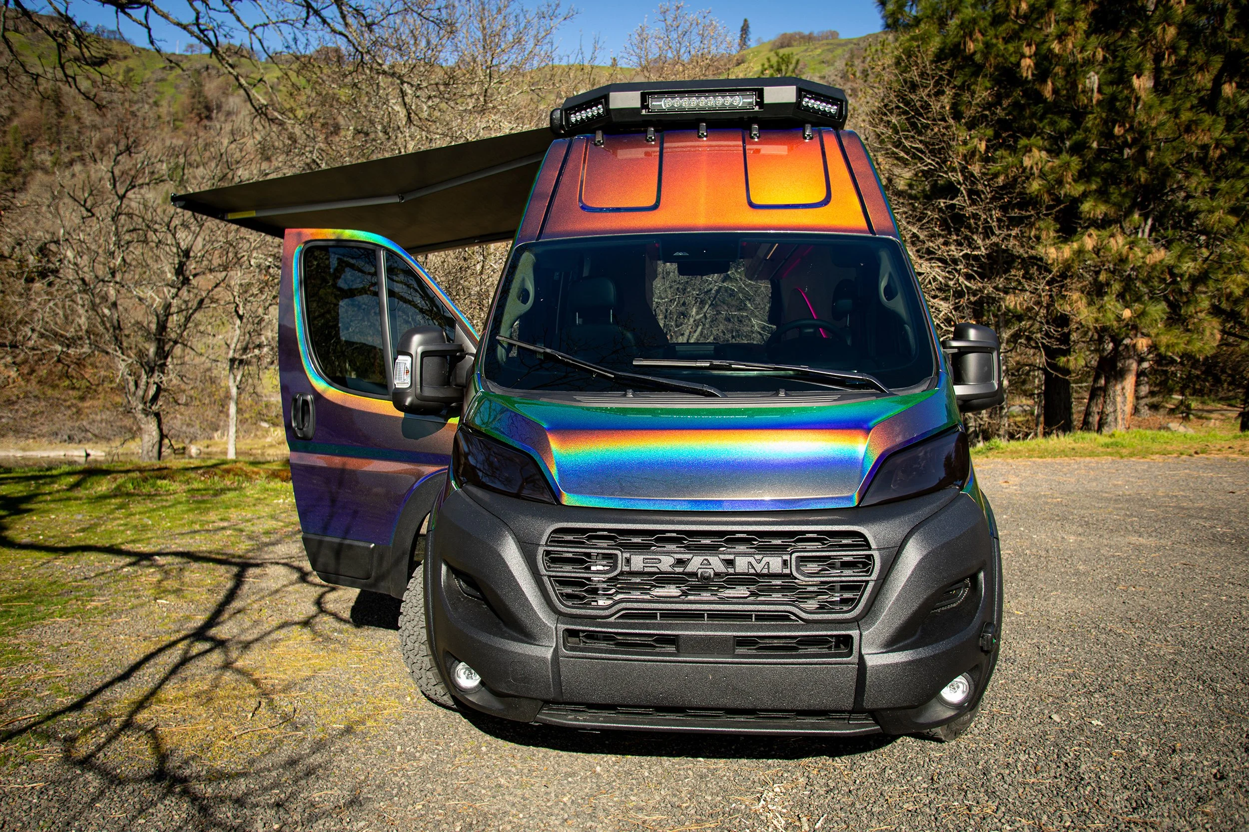 Cosmicc adventure van's front.