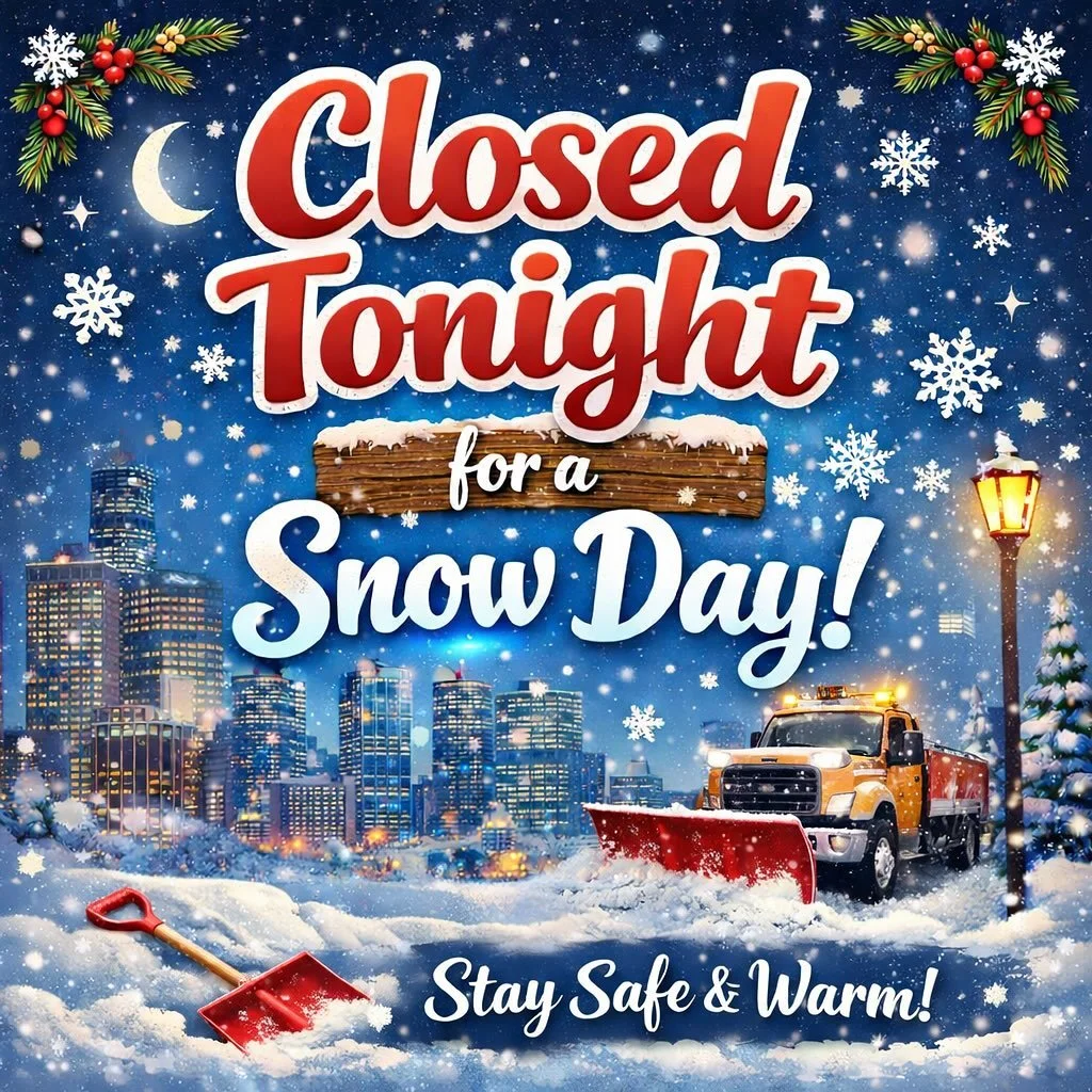 Closed tonight (Sunday, 12.28) 

The weather doesn&rsquo;t look like it&rsquo;s going to get any better.  So we decided to call it for tonight before the rest of the team started their venture in.  Stay safe and warm out there. 

P.s. still some seat