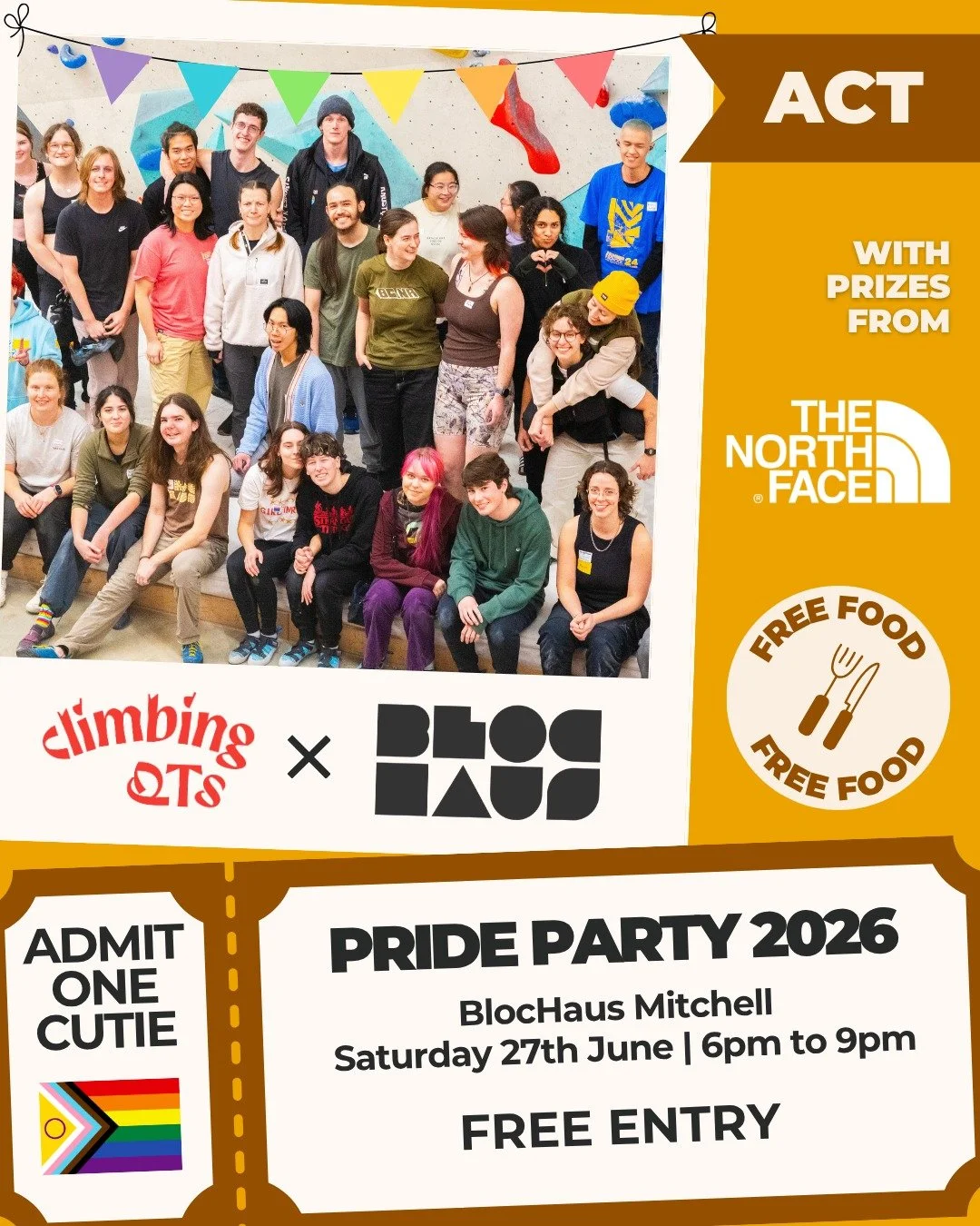 June is Pride Month, and ClimbingQTs is throwing parties across the land with our awesome community and dedicated climbing gym partners 🧗🏻&zwj;♀️

ACT friends - save the date, tag your pals, and come along to celebrate the diversity and resilience 