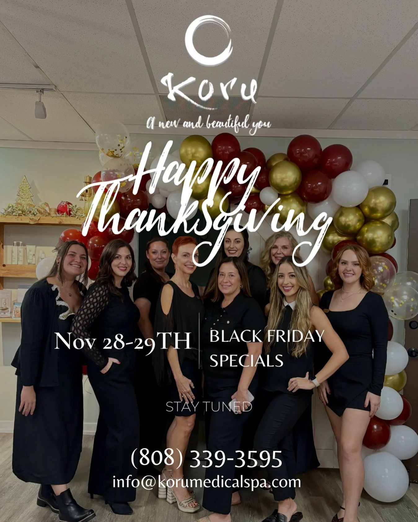 Happy Thanksgiving from our team to you and yours! We&rsquo;re so thankful for each and every one of you as you continue to support us at Koru 🤍

Our office is closed today and will reopen tomorrow at 8:30am ready to get those Black Friday Specials 