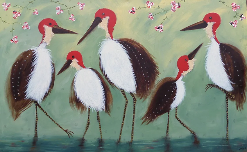 Large Canvas - ‘ In The Pond’ - Mixed Media - SOLD