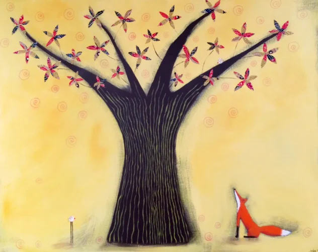 Small Canvas - ‘Fox and Tree’ - Mixed Media - SOLD
