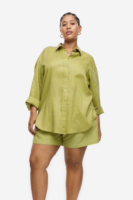 Summer Trend - Short Sets - Marcia Crivorot Personal Stylist NJ CT NY Virtual Consultation - Model wearing H&M Oversized Linen Shirt.jpeg
