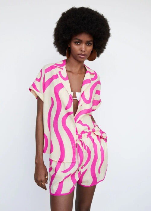 Summer Trend - Short Sets - Marcia Crivorot Personal Stylist NJ CT NY Virtual Consultation - Model wearing Mango  Printed Linen Shorts.jpeg
