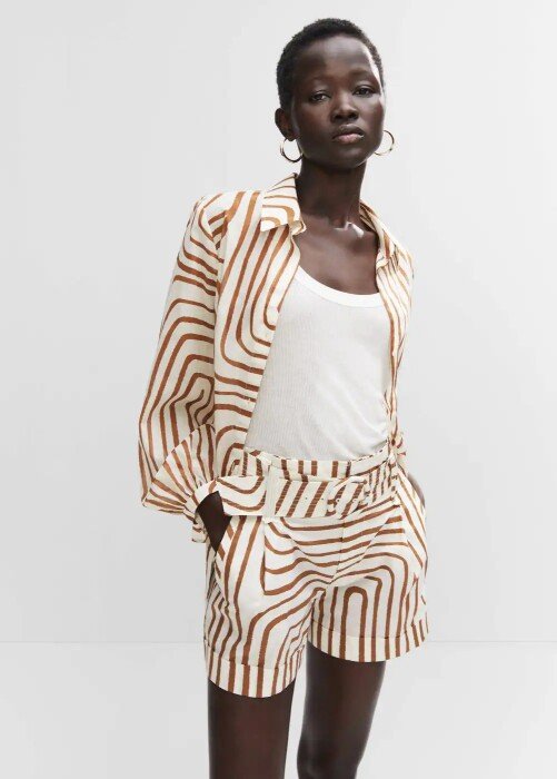 Summer Trend - Short Sets - Marcia Crivorot Personal Stylist NJ CT NY Virtual Consultation - Model wearing Mango Printed Shorts with Belt.jpeg