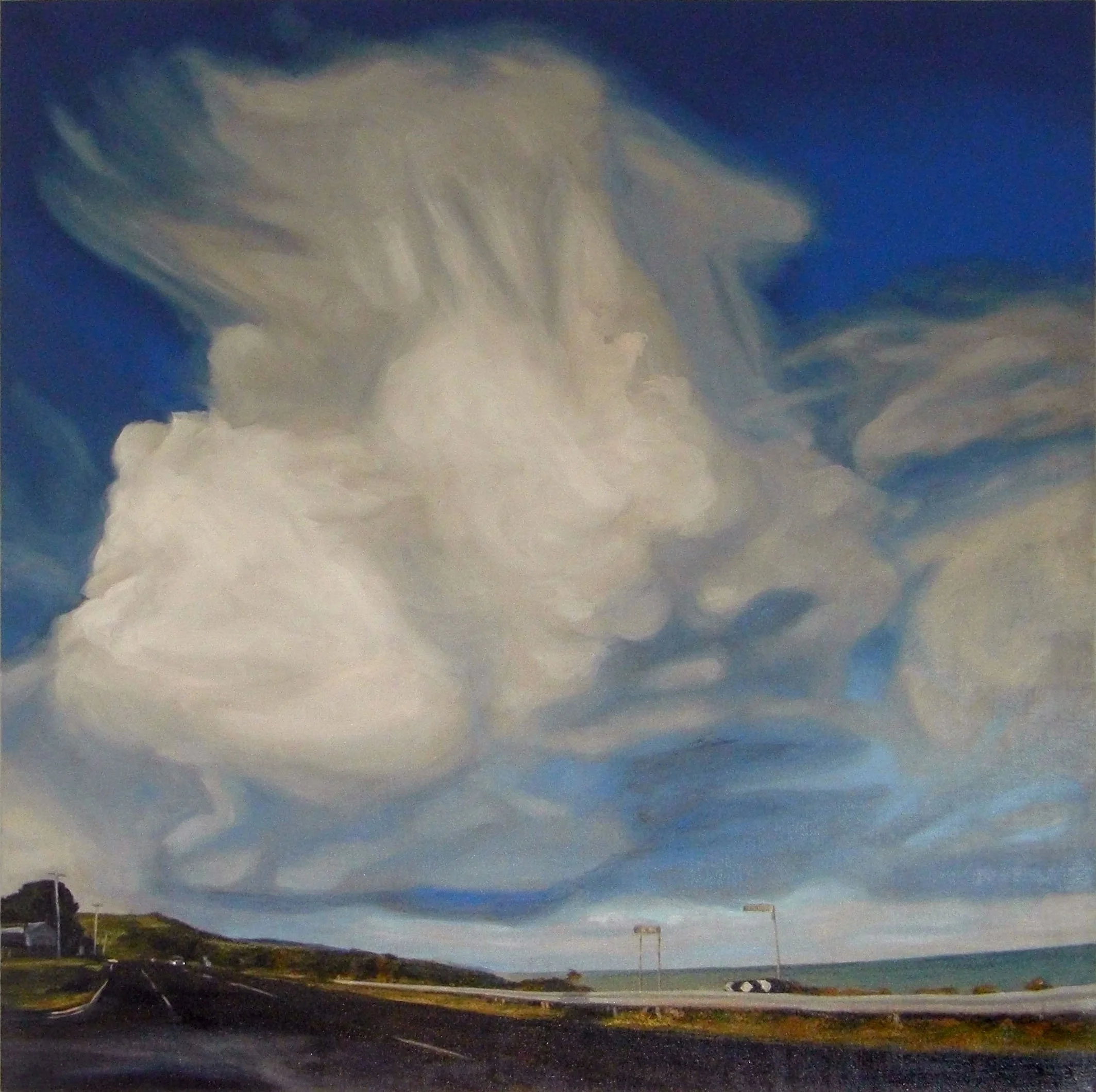   Apollo , 120 × 120 cm, oil and thread on canvas 