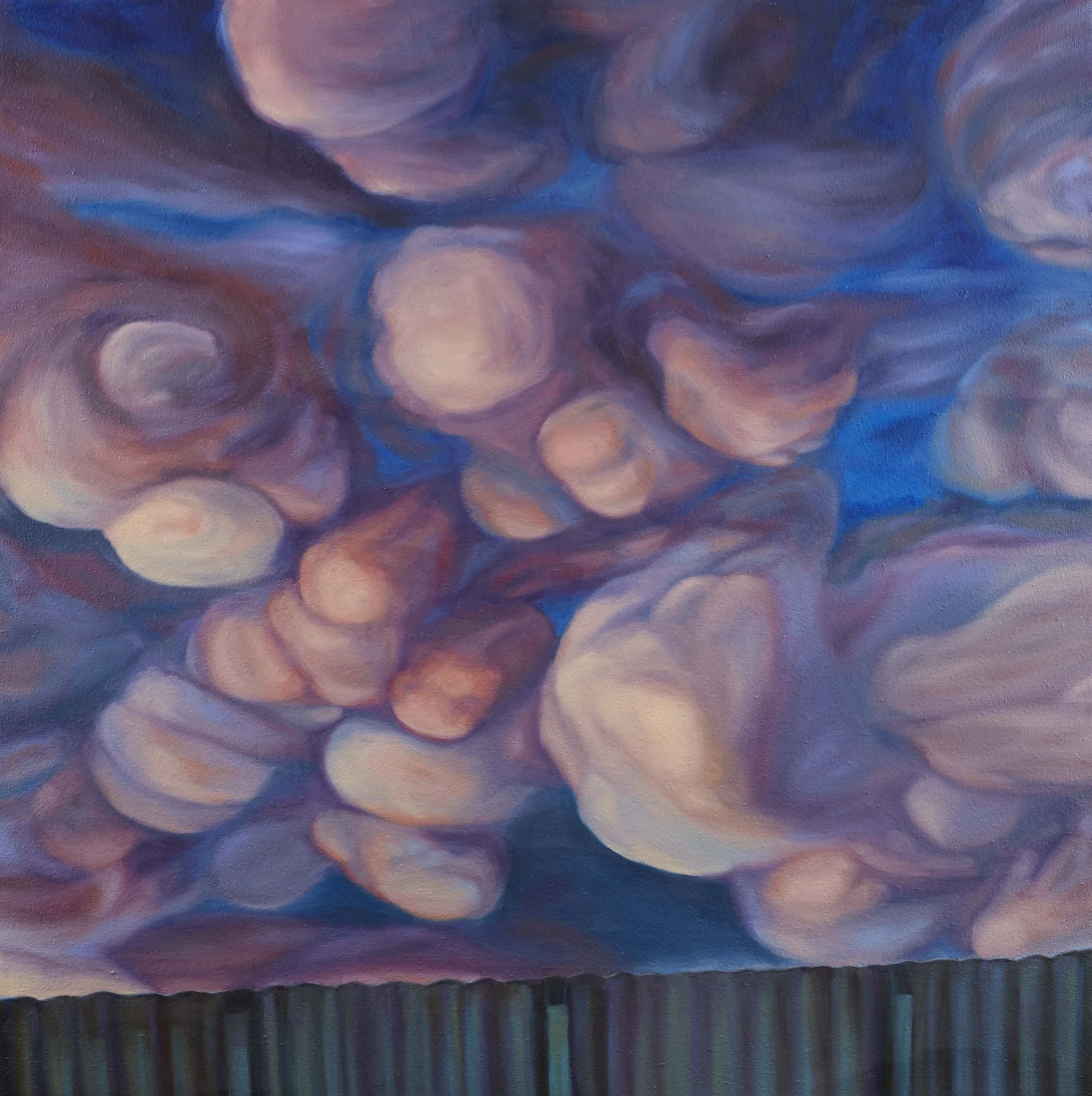   Cells , 90 × 90 cm oil and thread on canvas, 2025                     photo by Narelle Wilson 