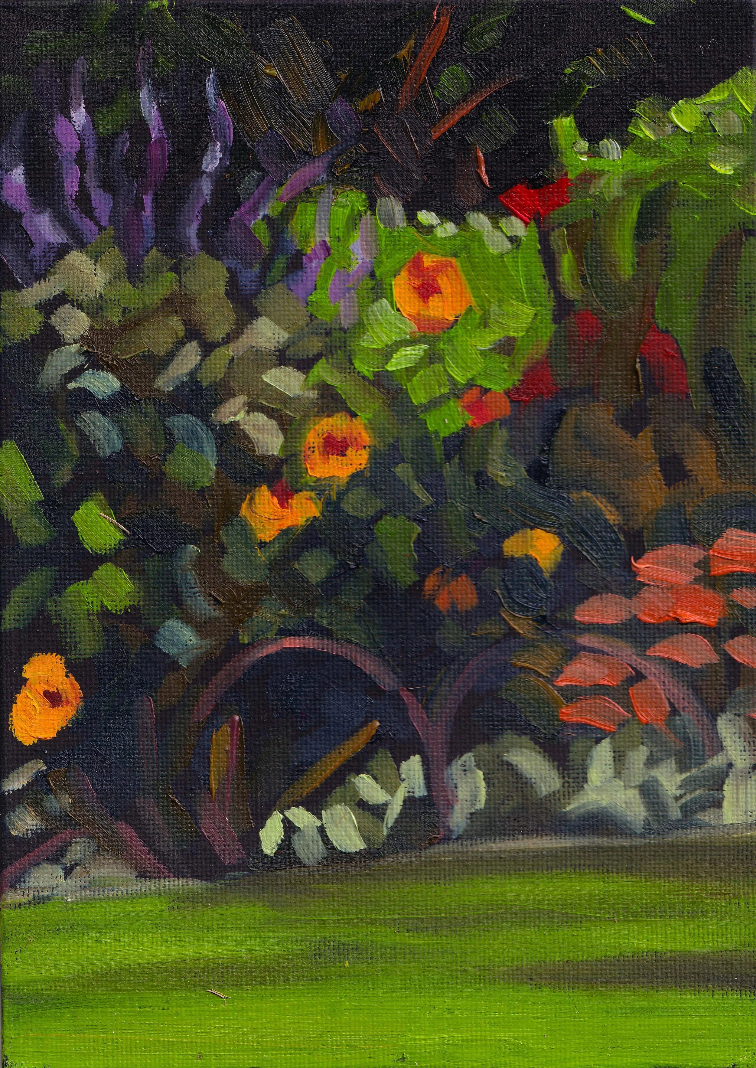  Garden’s House Garden IV , 21 × 15 cm, oil on canvas board, 2025 