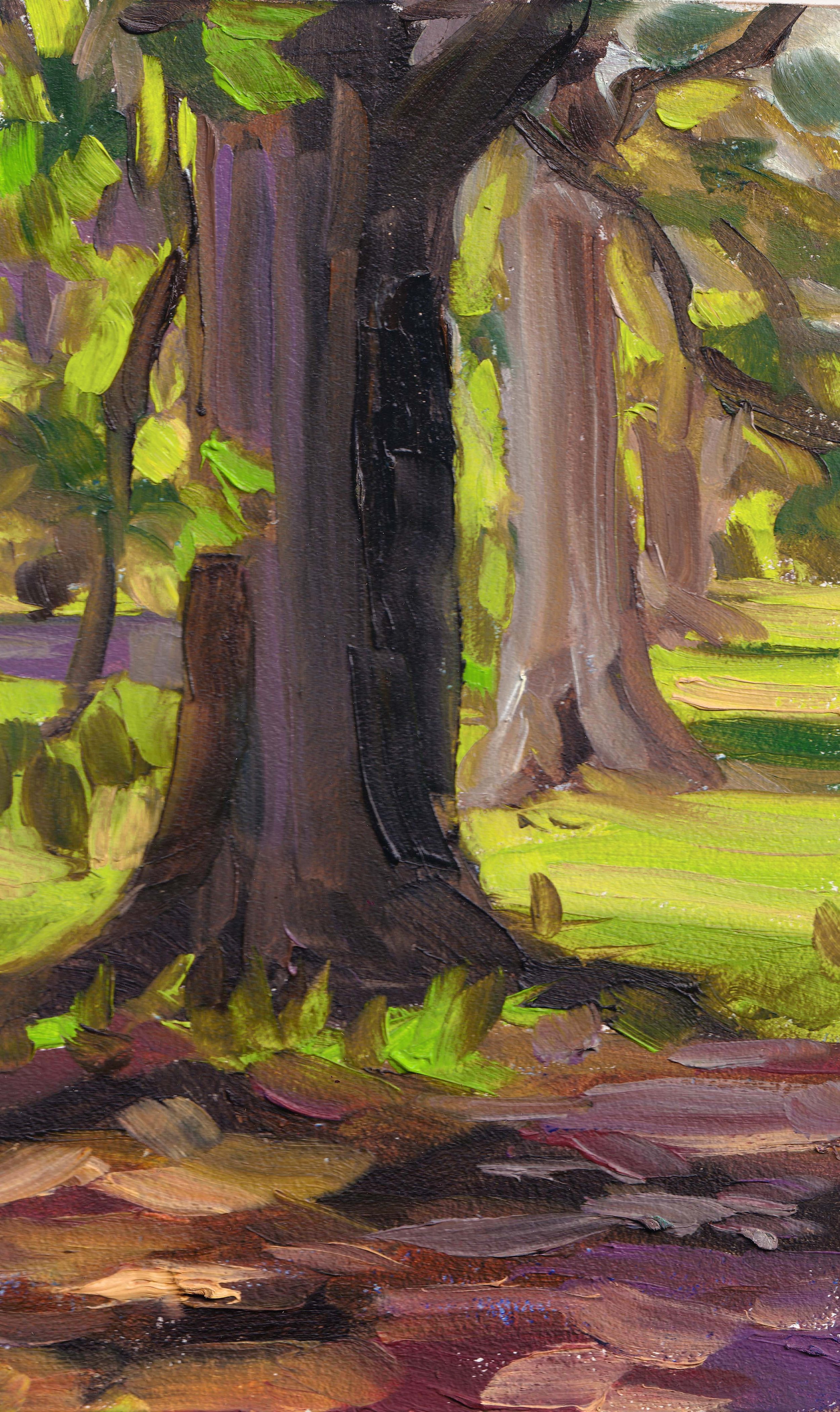  Under the Oak , 21 × 13 cm, oil on board, 2024 