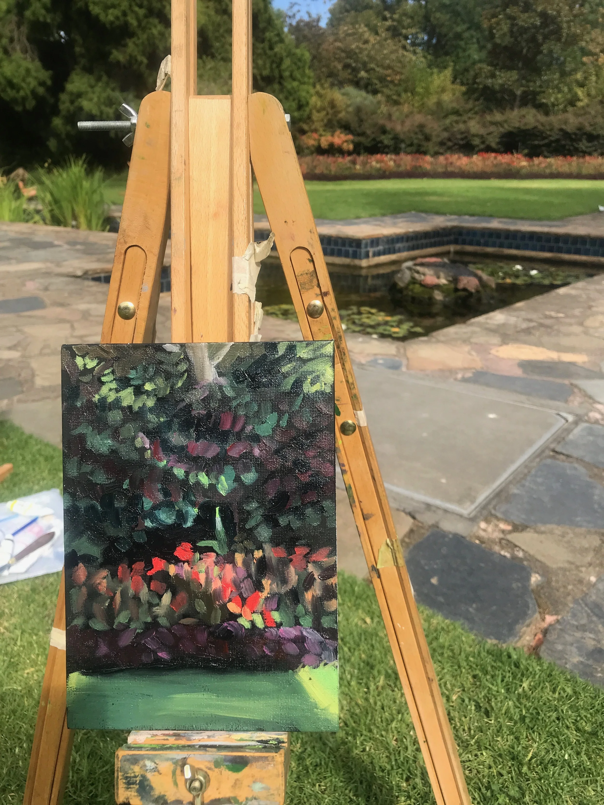   Pioneer Women’s Memorial Garden IV (in situ)   21 × 15 cm oil on canvas card 2024 