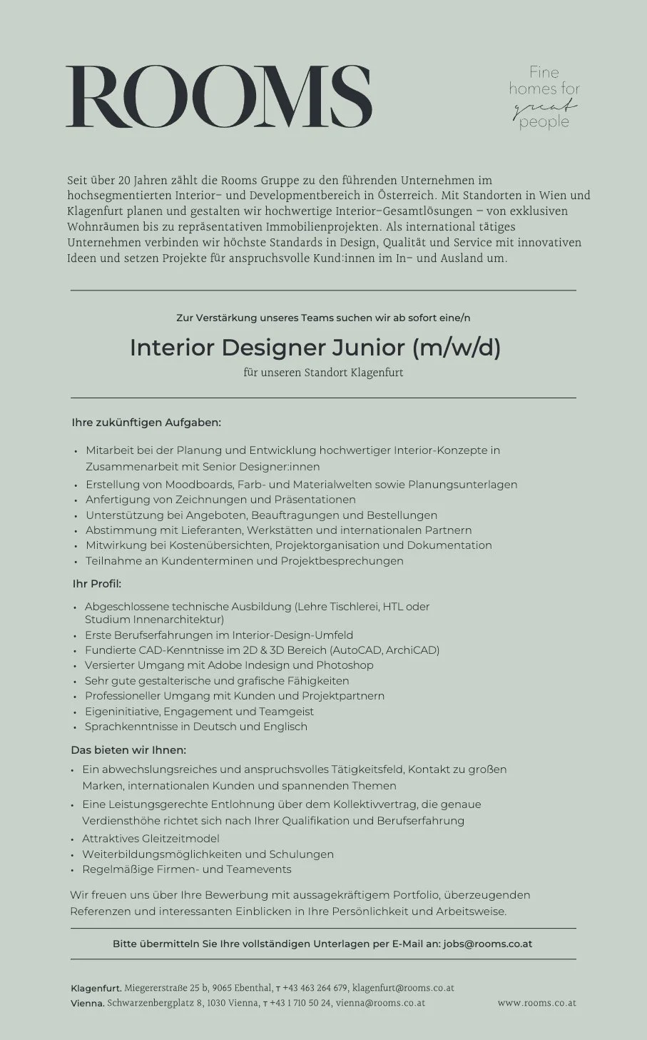 Rooms GmbH, Ebenthal / Wien, 02.10.25