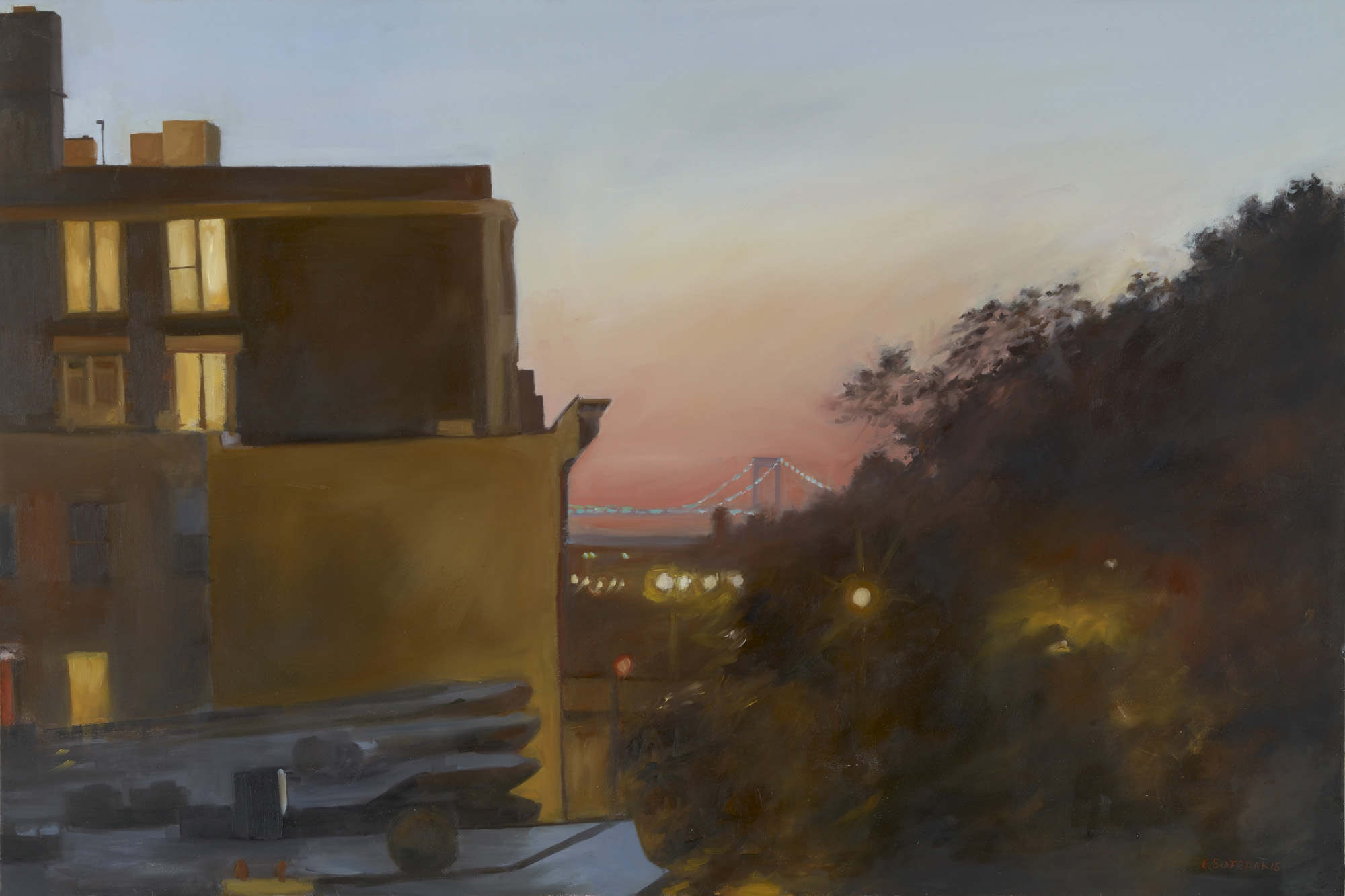  Rooftop, Sunset Park Oil on panel 24” x 36” 