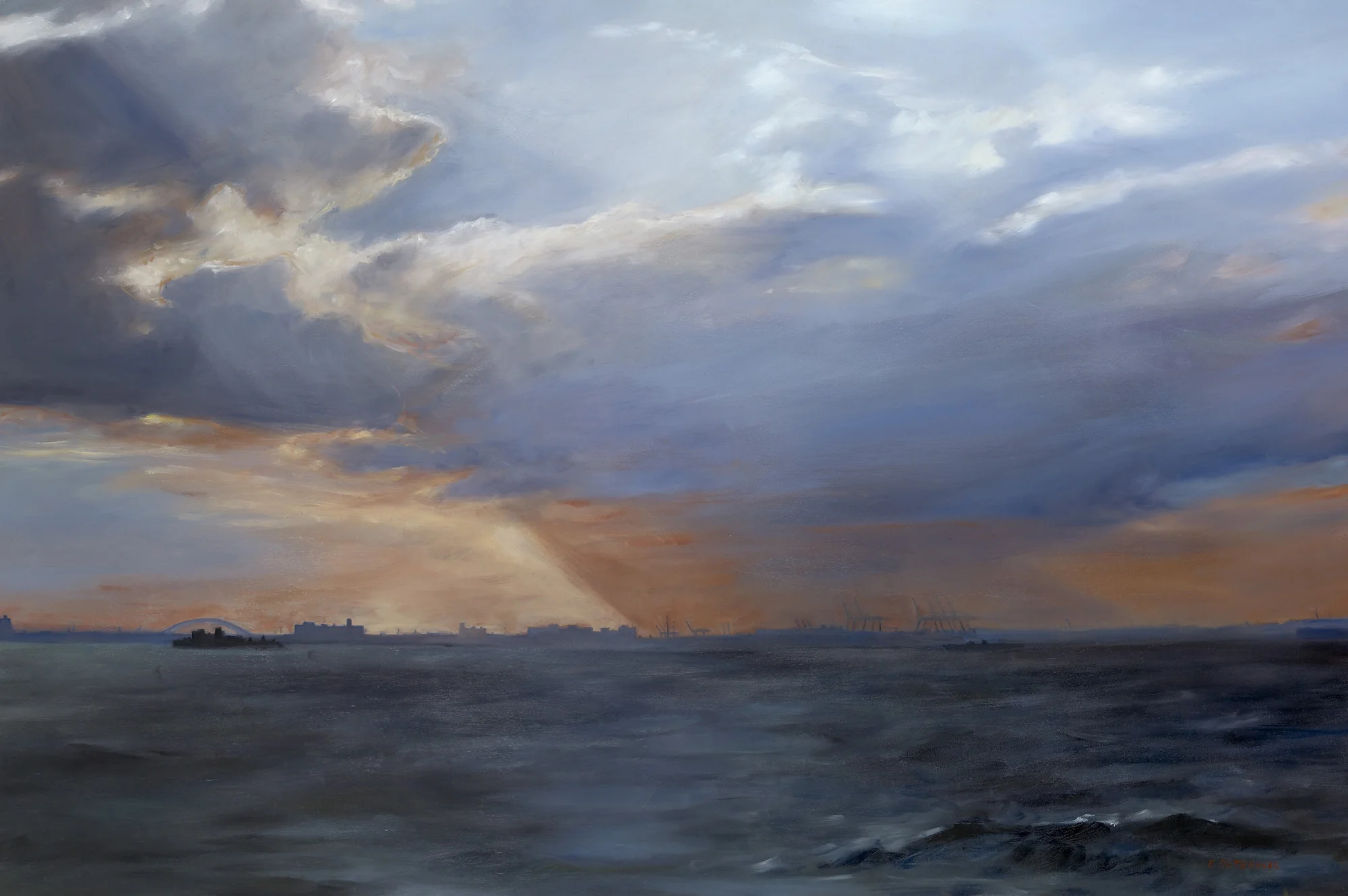 Red Hook Seascape Oil on panel 24” x 36”