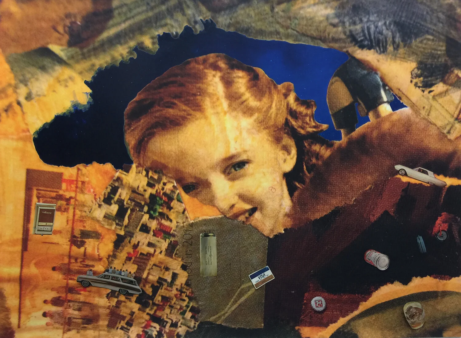 Christina’s World , oil and collage on a float mount panel, 40 x 60 inches