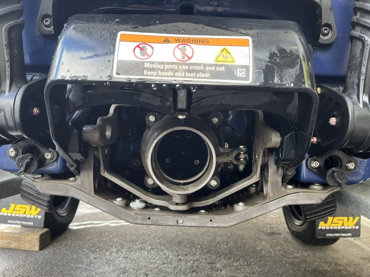 Sea-Doo iBR bucket and jet pump area showing pivot points and reverse gate — inspecting for debris and binding