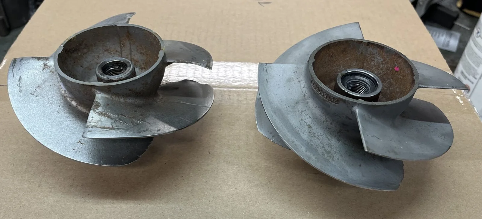 Comparison of a worn impeller versus a healthy Sea-Doo impeller