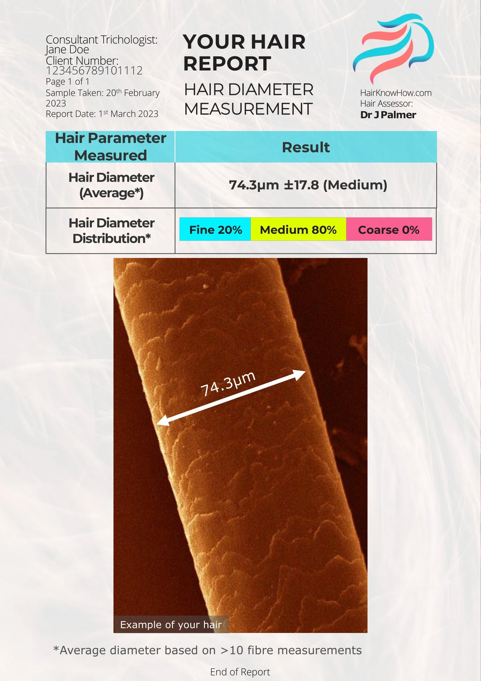 Hair Diameter Measurement Test