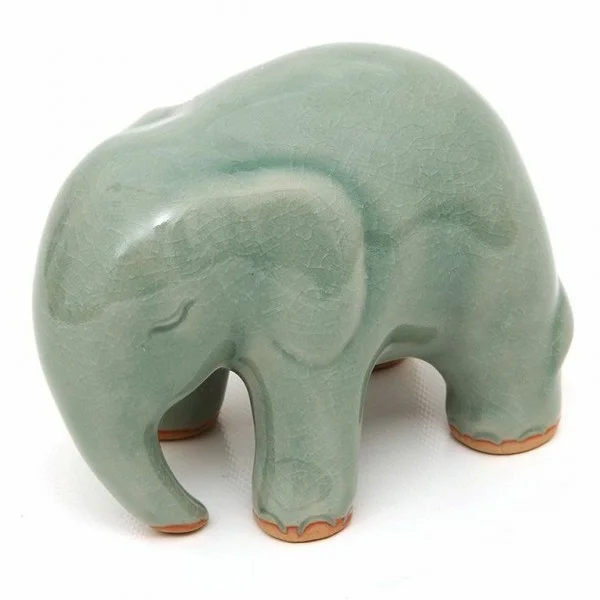 Ceramic elephant in a beautiful celadon green glaze