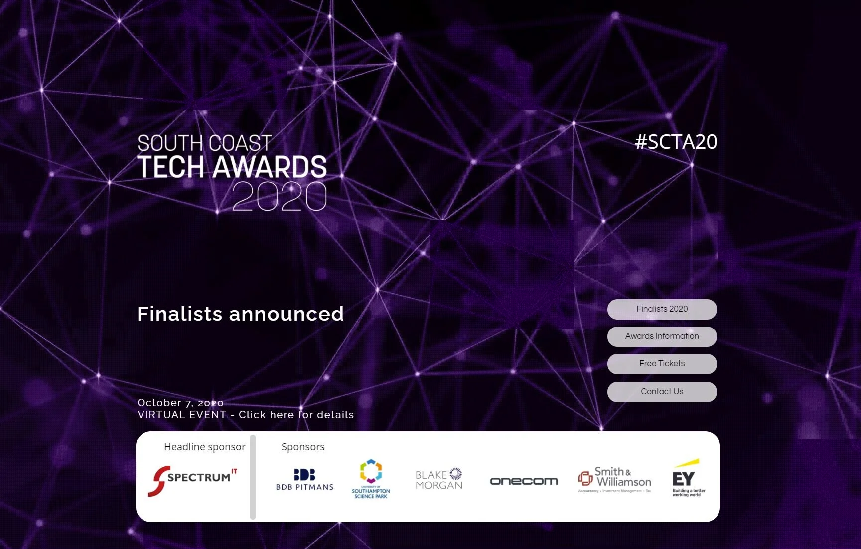 Fantastic News - We are a Finalist in the South Coast Tech Awards 2020!