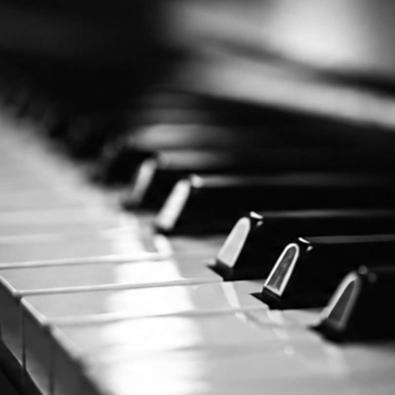 Black and white photograph of piano keys