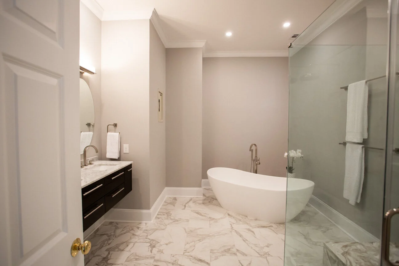 Master bathroom renovation with soaking tub