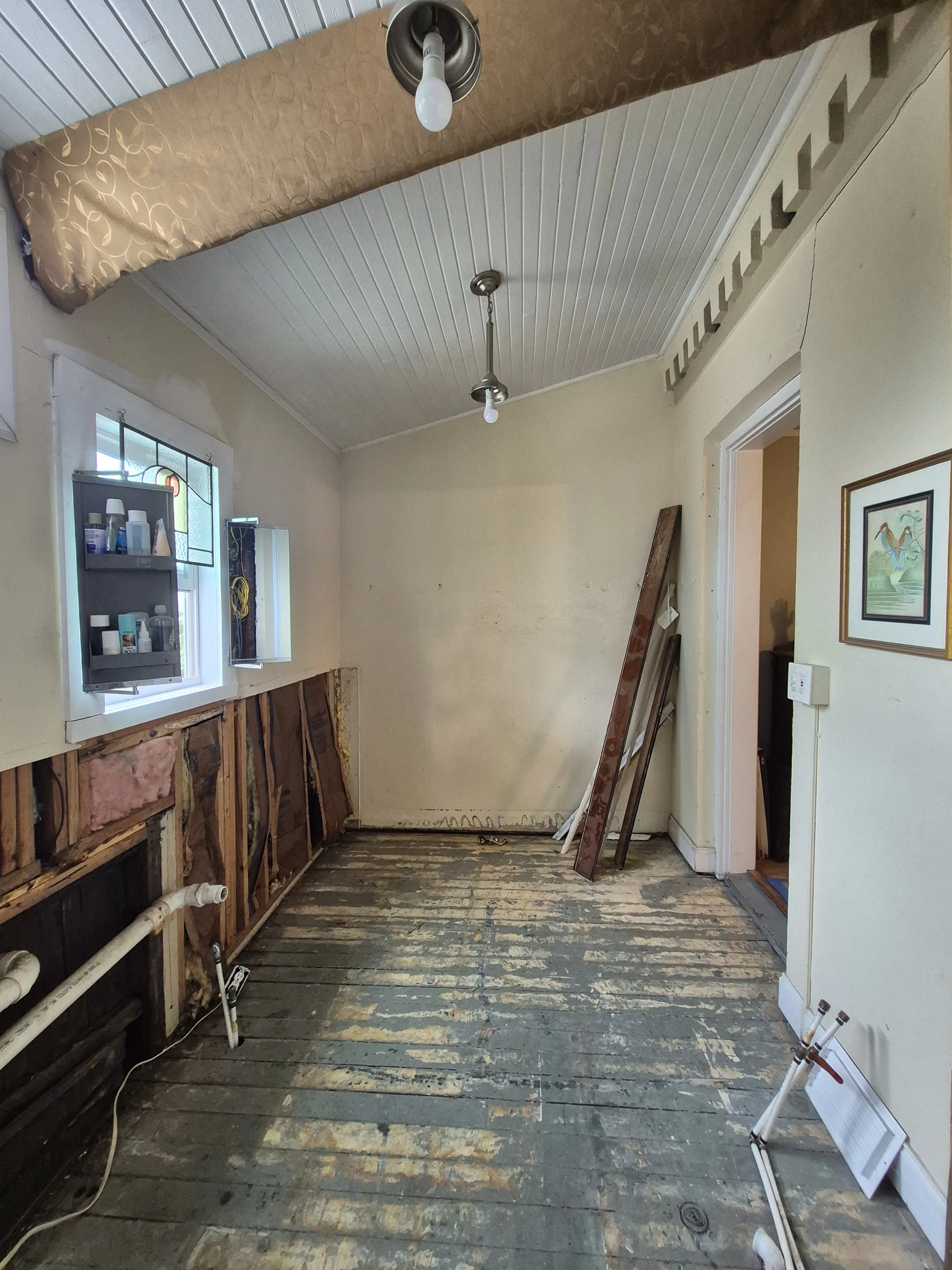 The original porch floor exposed