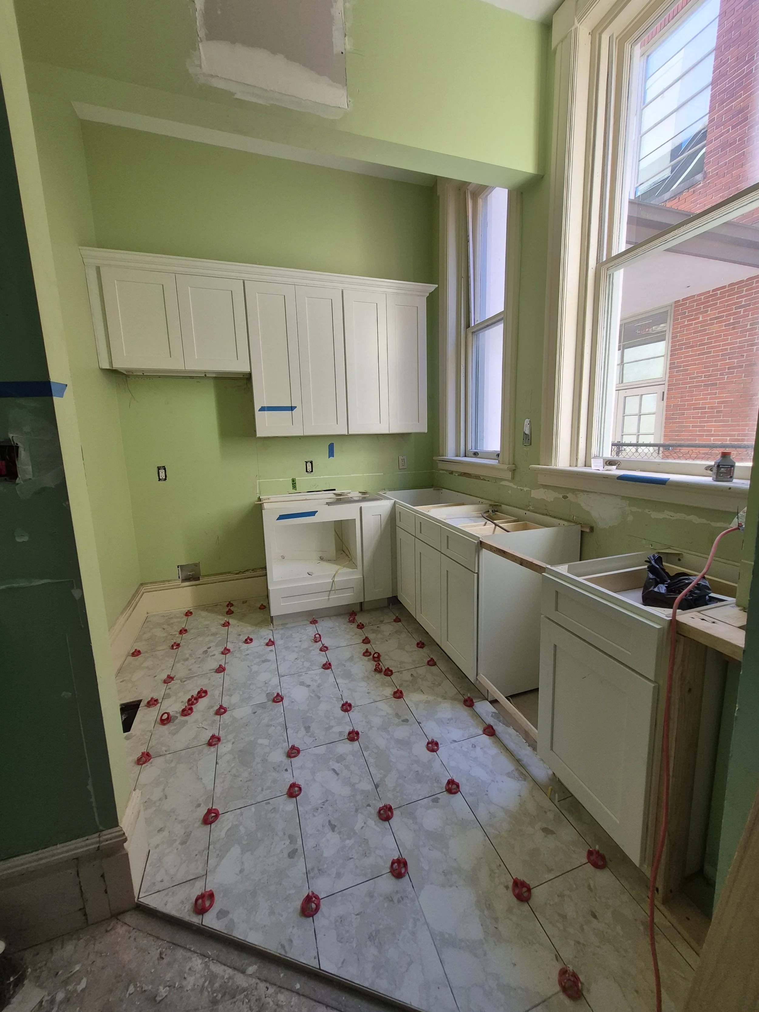 A modern kitchen in an old space